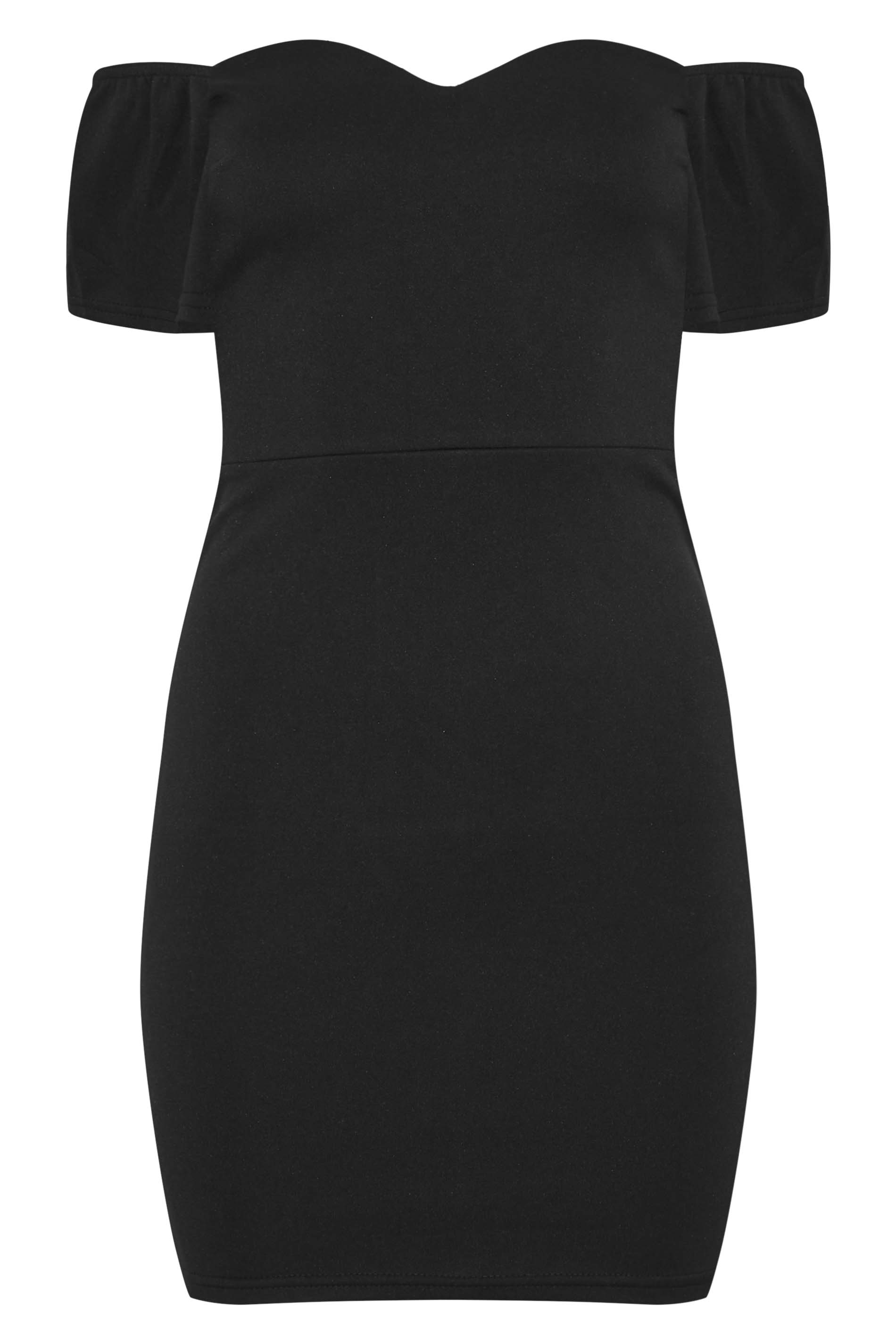 Petite Black Ruffle Shoulder Mini Dress | PixieGirl