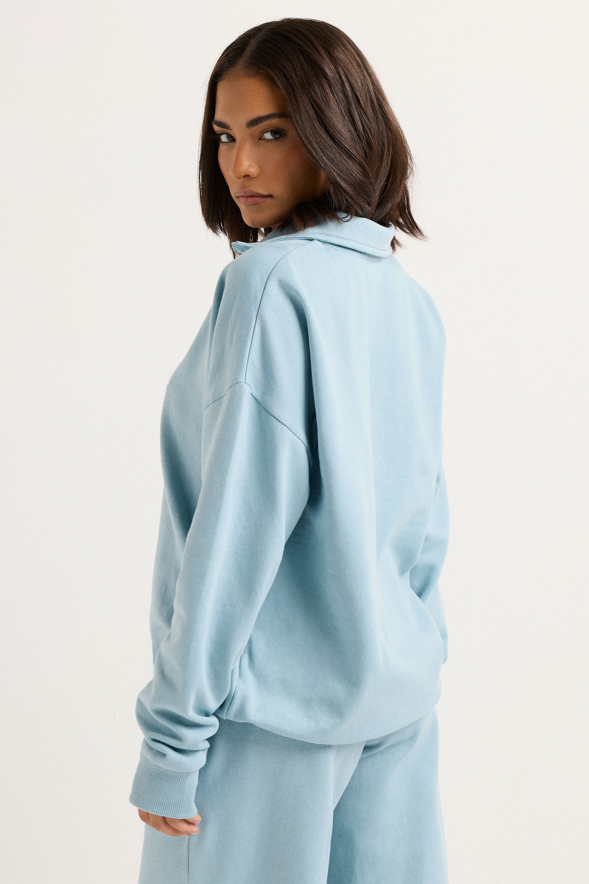 PixieGirl Petite Women's Light Blue Quarter Zip Sweatshirt | PixieGirl 3