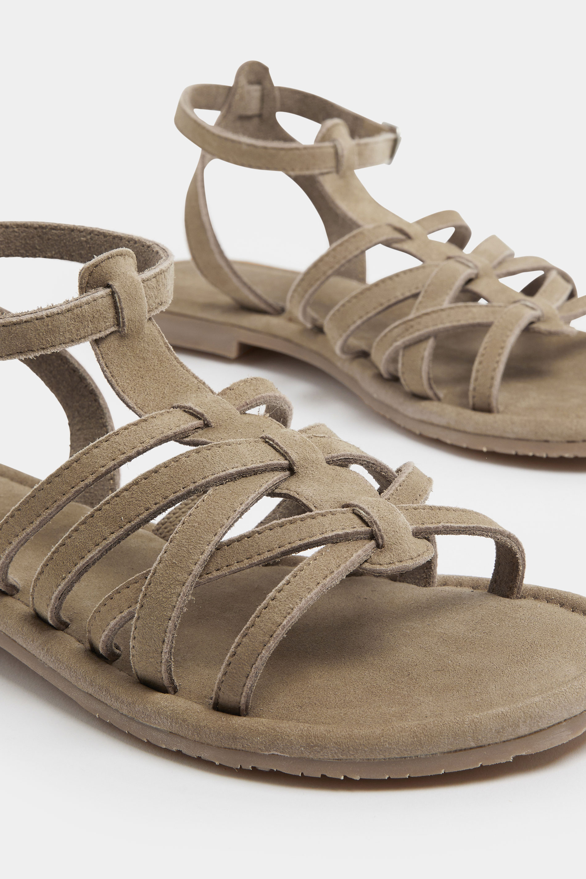 Natural Brown Faux Suede Gladiator Sandals in Extra Wide E Fit | Yours Clothing 5