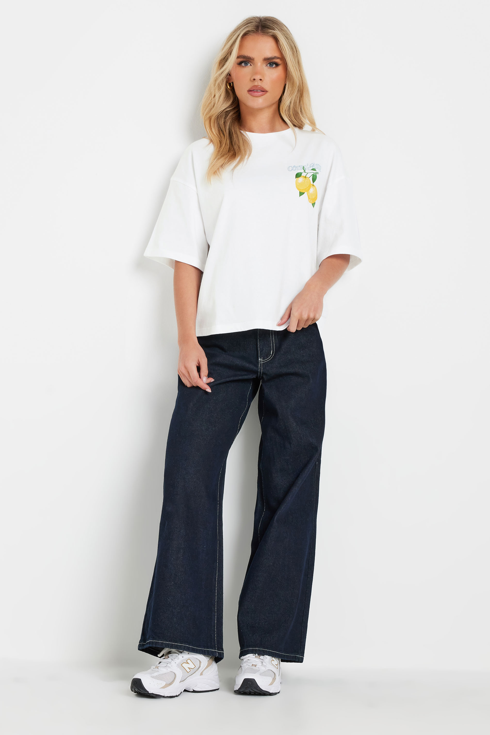 PixieGirl Petite Women's White 'St Tropez' Lemon Back Graphic T-Shirt | PixieGirl 4