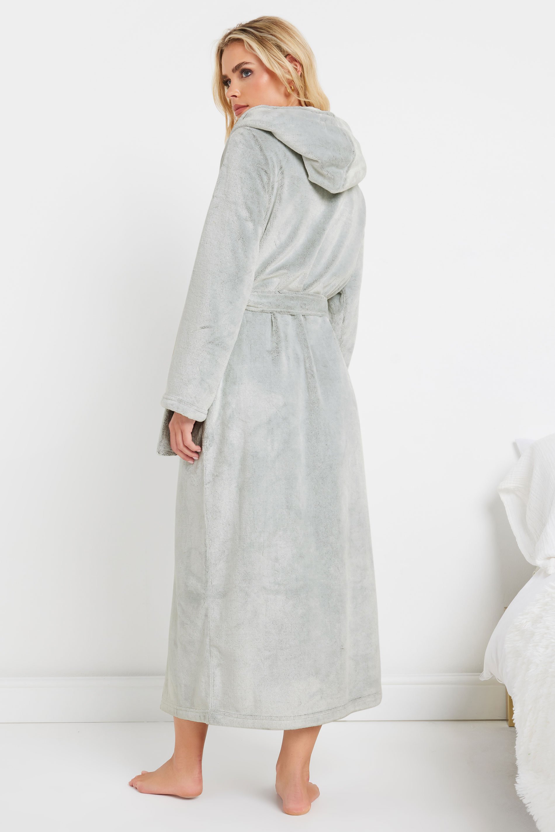 PixieGirl Petite Women's Grey Animal Print Hooded Dressing Gown | PixieGirl 4