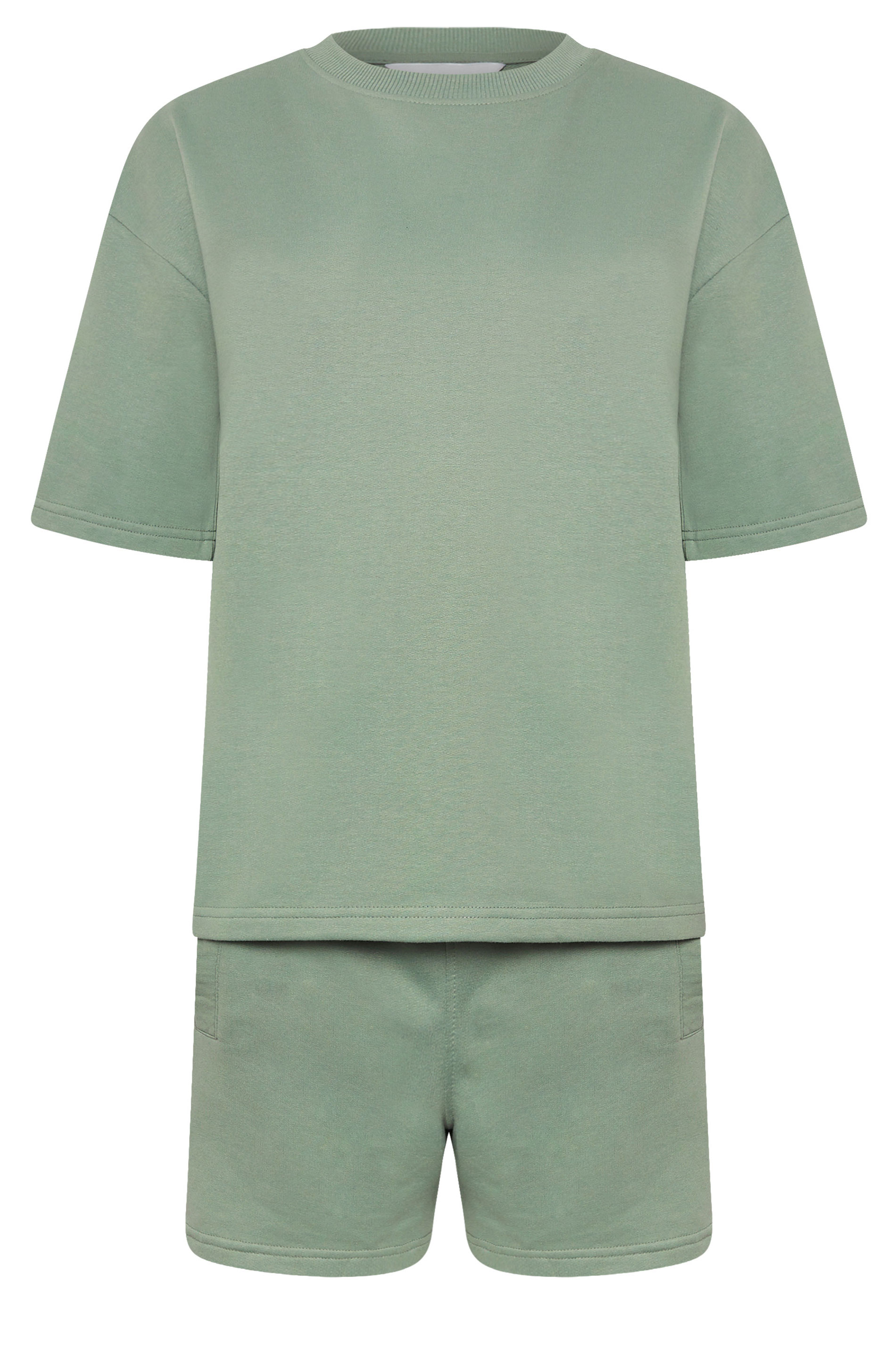 PixieGirl Petite Women's Sage Green Sweat Jersey T-Shirt & Shorts Set | PixieGirl 5