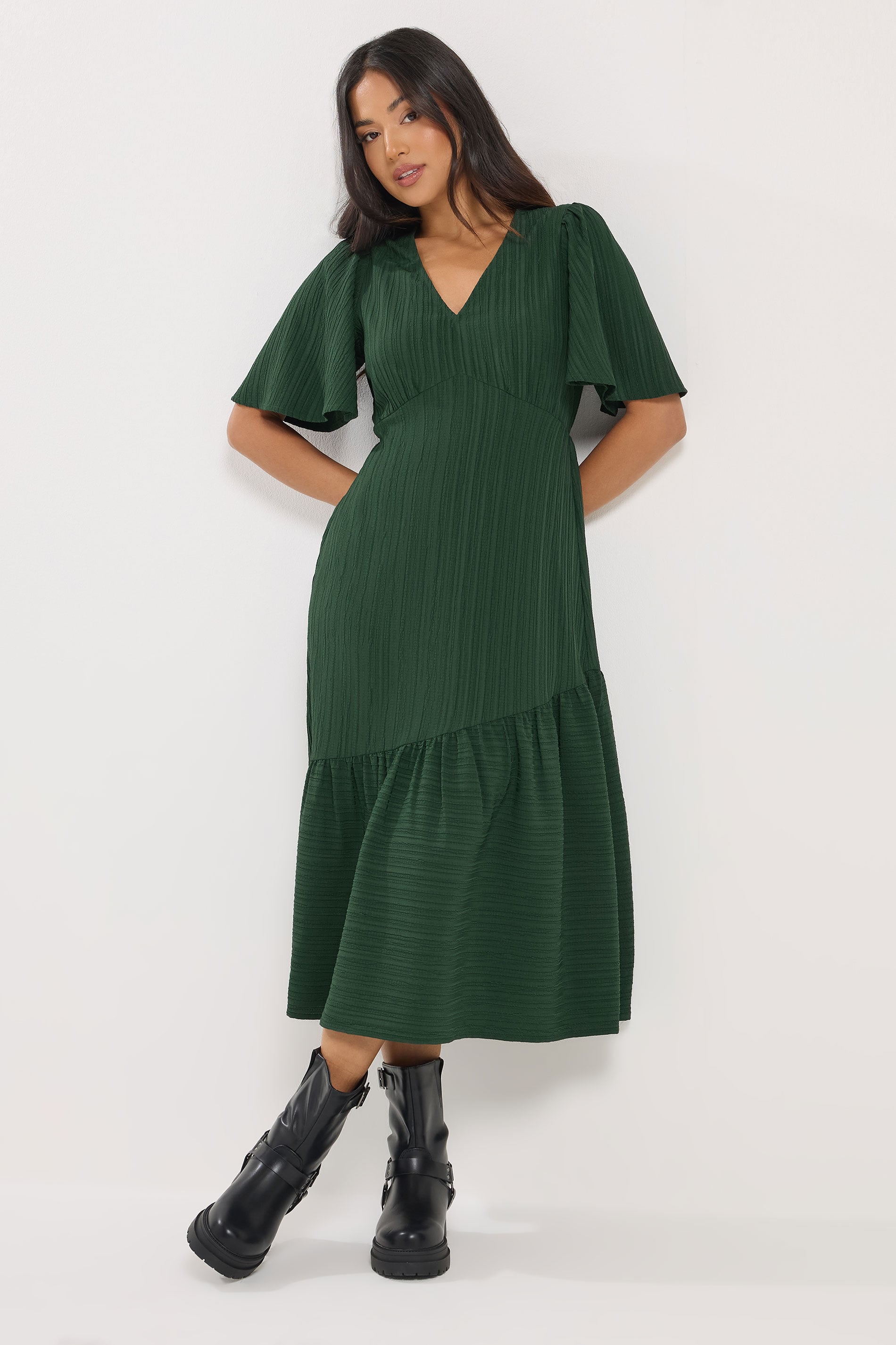slim fit dress slacks Wedtrend Women Dark Green Bridesmaid Dress with Flower A Line Halter Tiered Chiffon Long Wedding Party Guest Dress, Dark Green main image 1