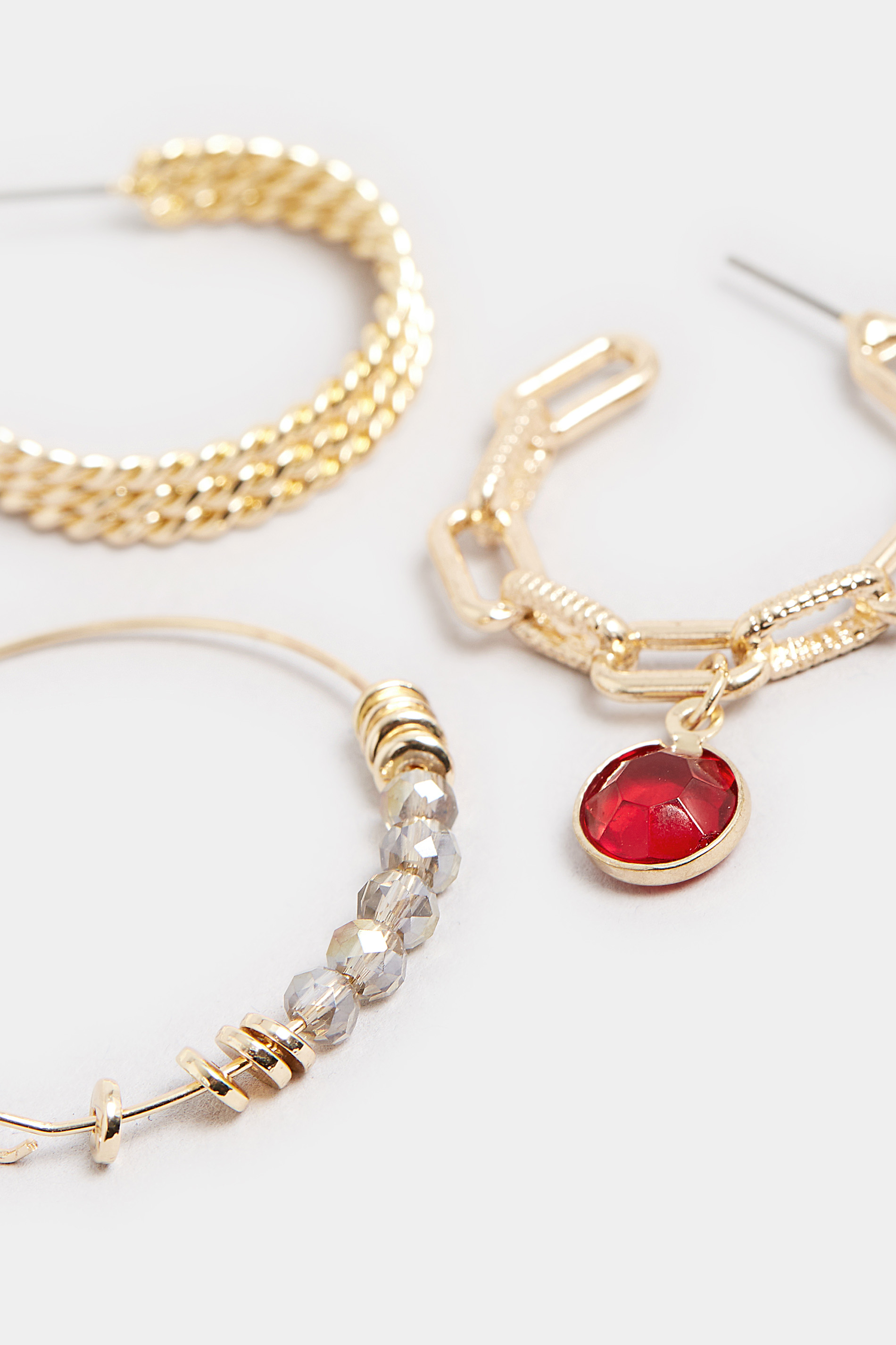 Gold Tone 3 PACK Mixed Hoop Earrings | Yours Clothing  4