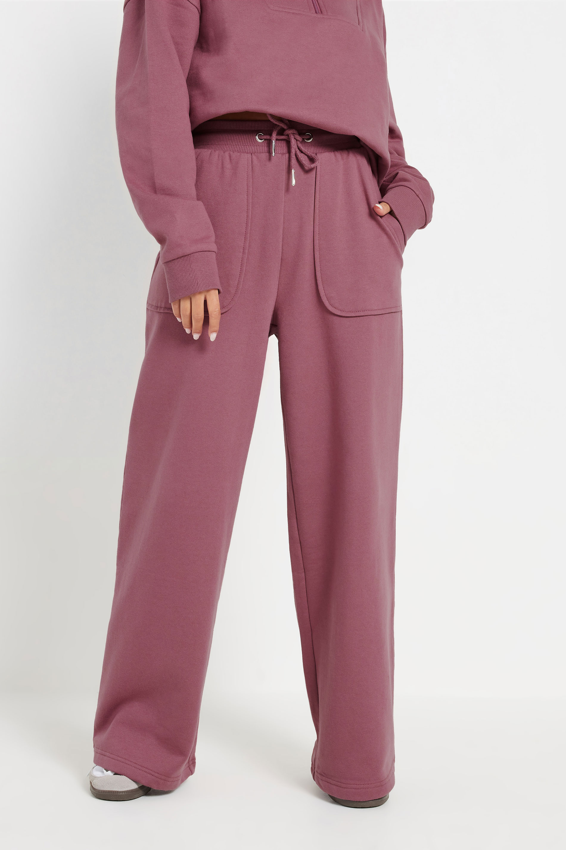 PixieGirl Petite Women's Blush Pink Pocket Patch Wide Leg Joggers | PixieGirl 2