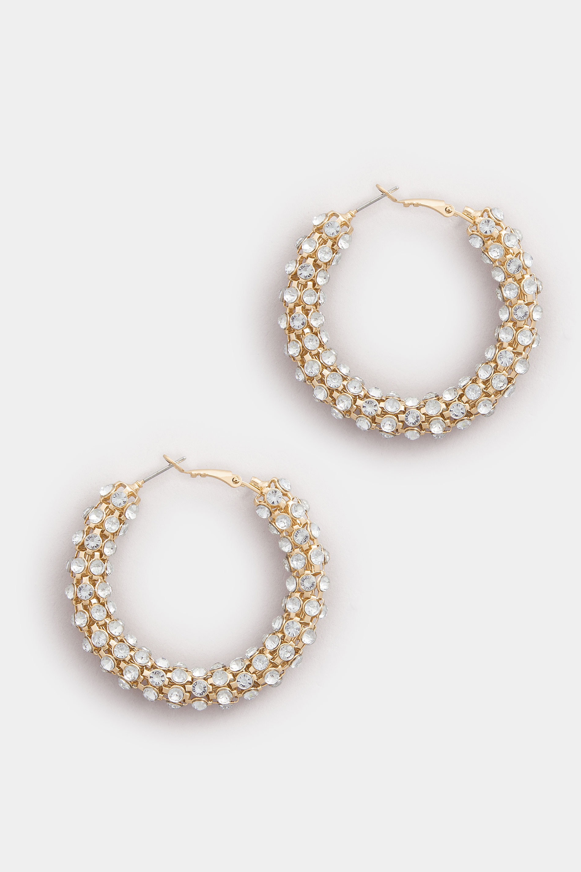 Gold Tone Diamante Rope Hoop Earrings | Yours Clothing 2