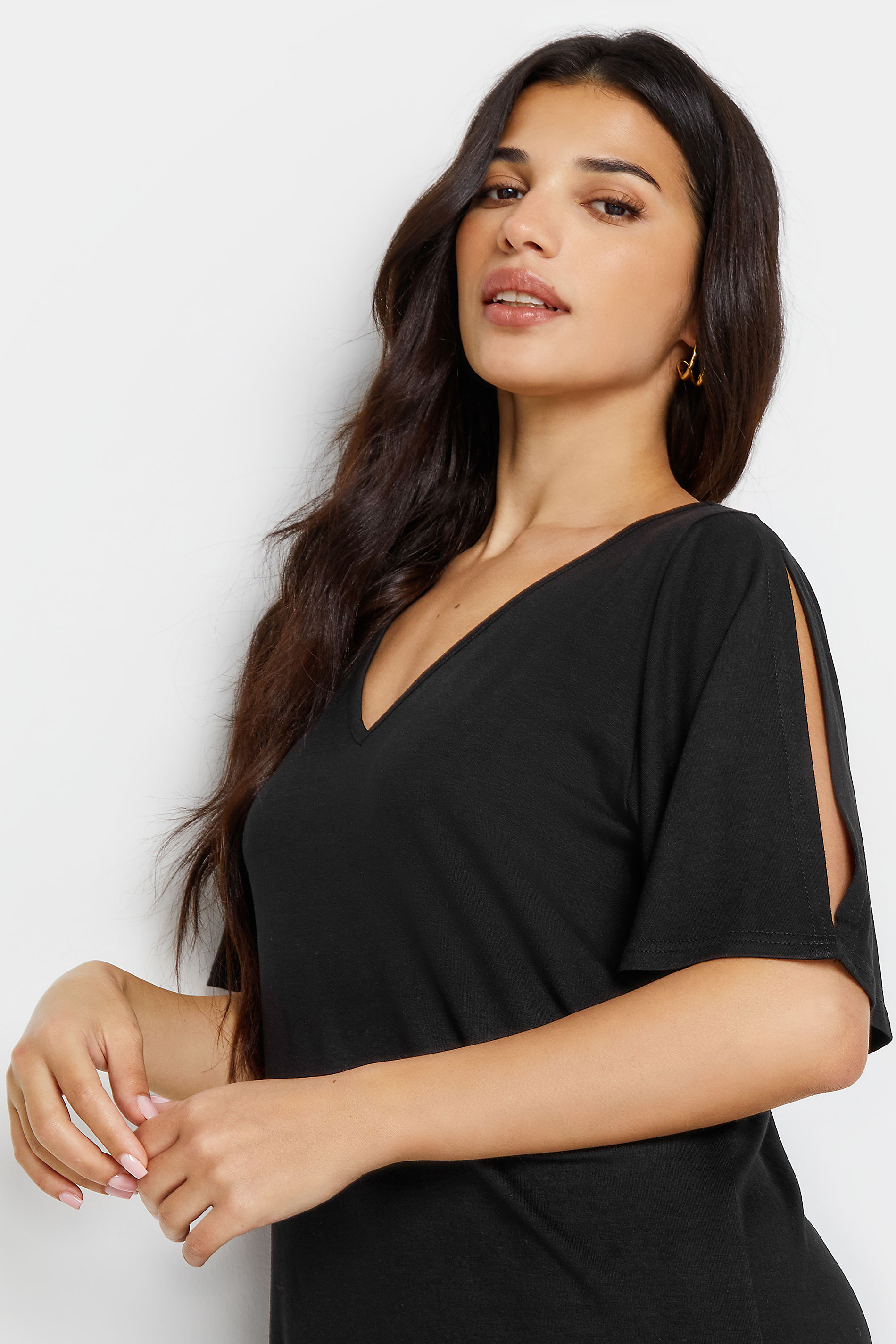 PixieGirl Petite Womens Black Tie Back T-Shirt Dress | PixieGirl 4