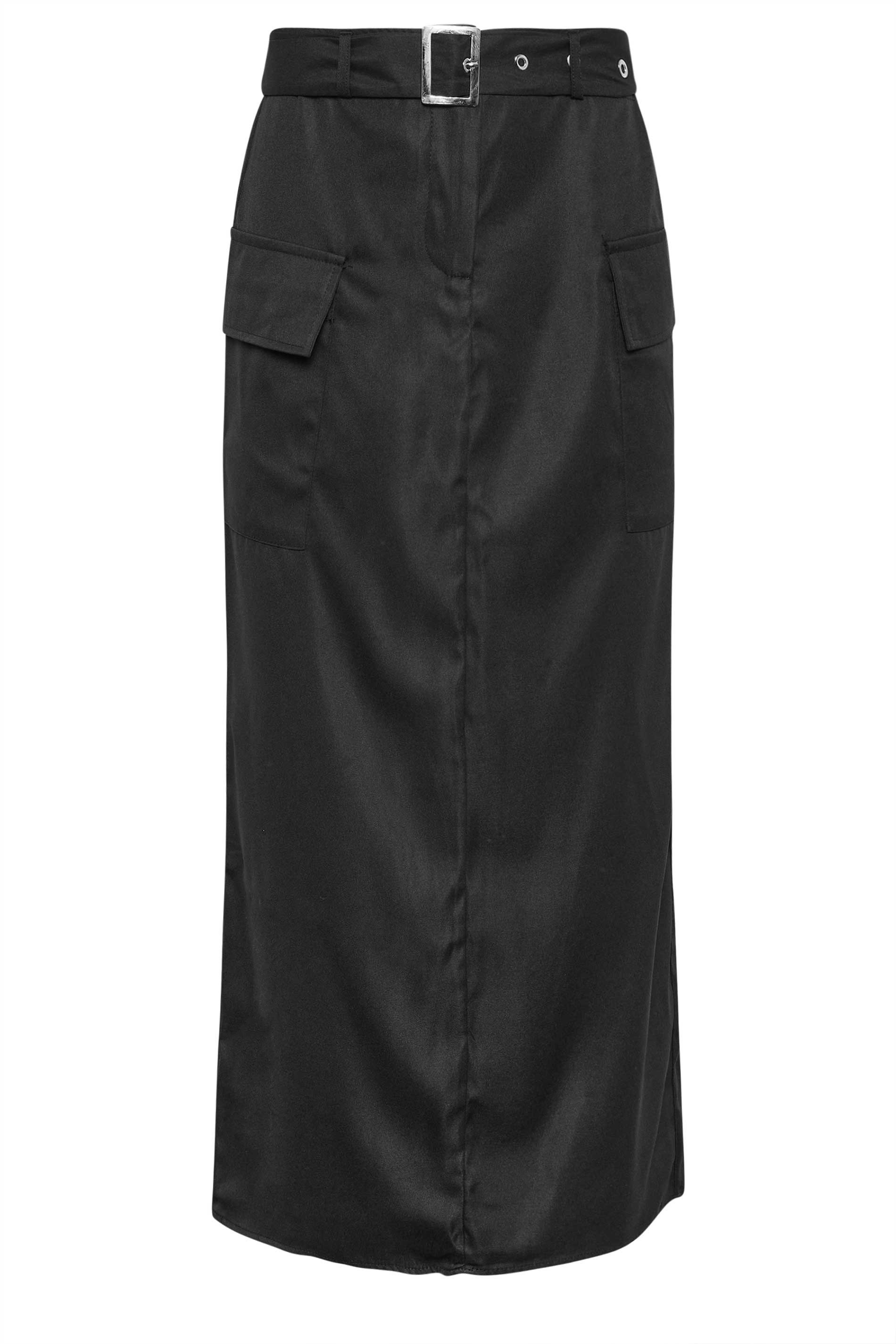 PixieGirl Petite Womens Black Belted Utility Maxi Skirt | PixieGirl 5