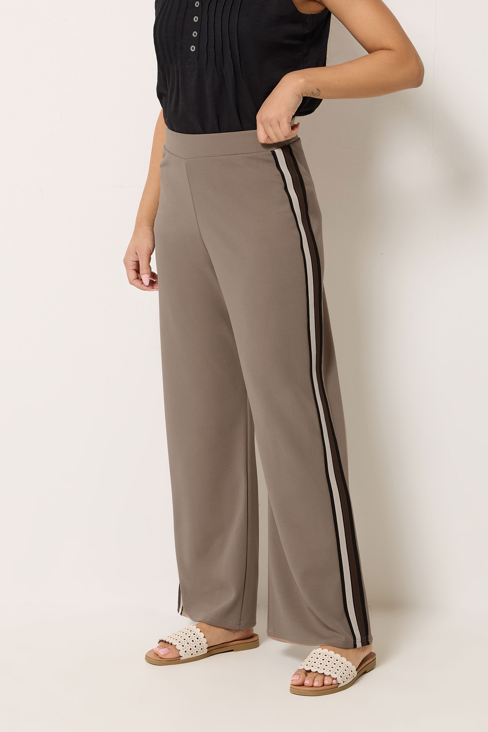 M&Co Petite Mocha Brown Side Stripe Trousers | M&Co 3