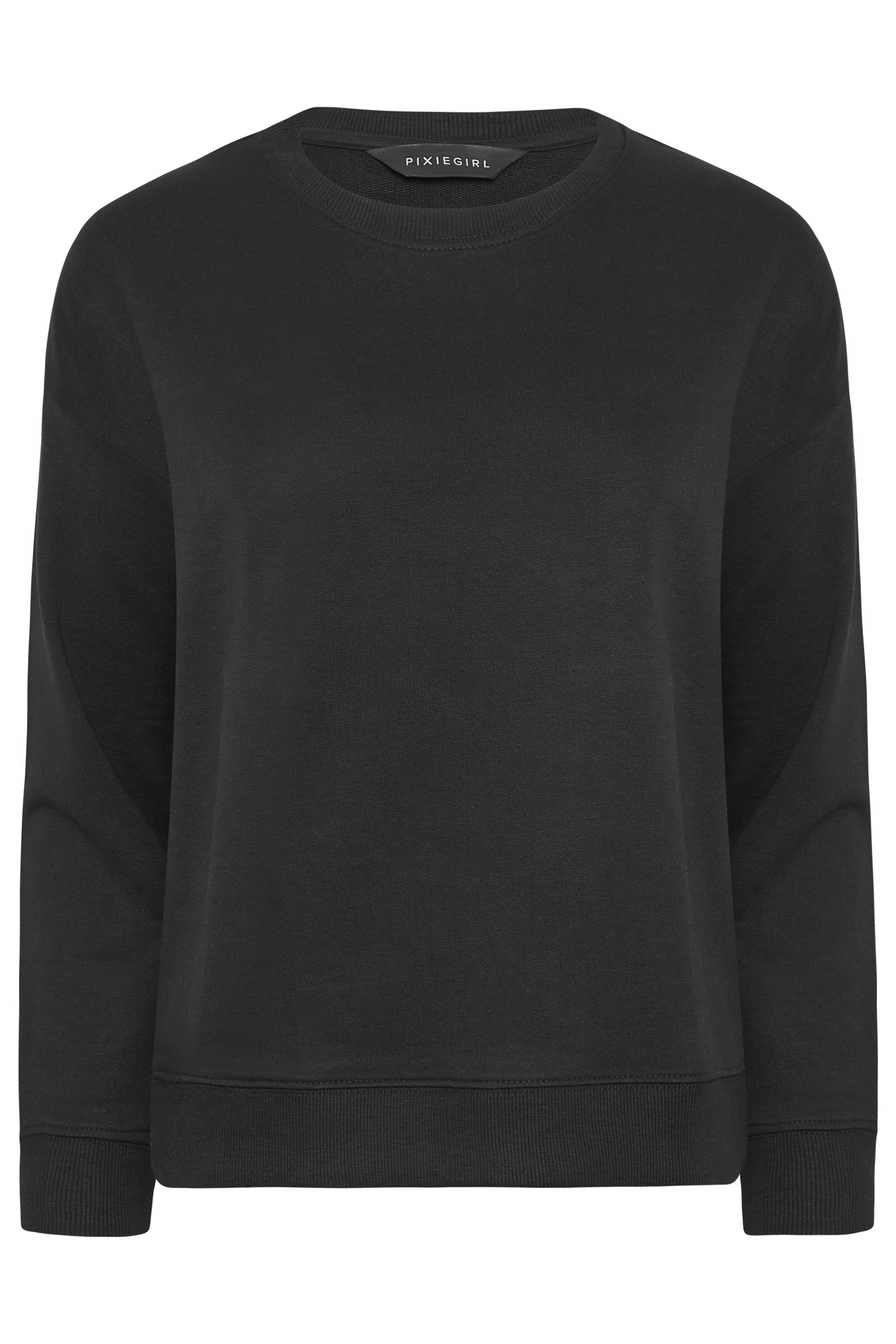 Petite Black Crew Neck Sweatshirt | PixieGirl 6