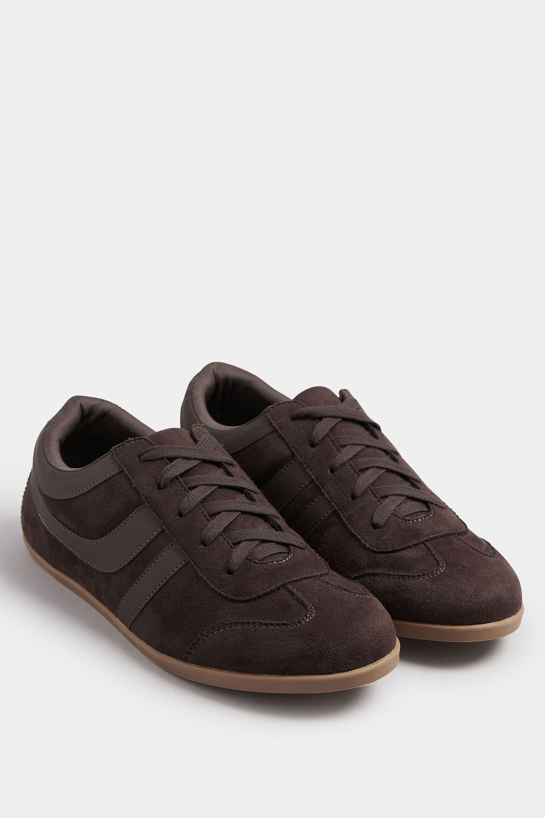 Brown Low Retro Stripe Trainers In Extra Wide EEE Fit | Yours Clothing 2