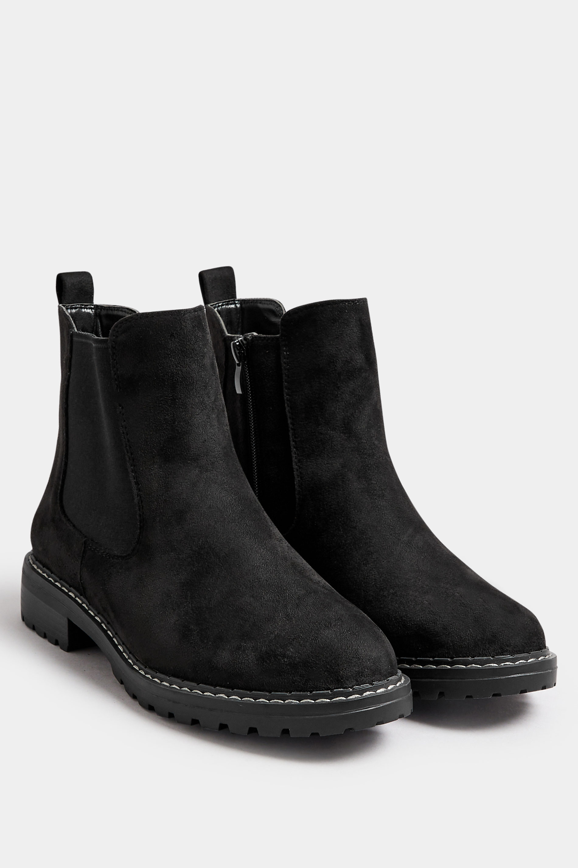 Black Faux Suede Chelsea Boots In Wide E & Extra Wide EEE Fit | Yours Clothing 2