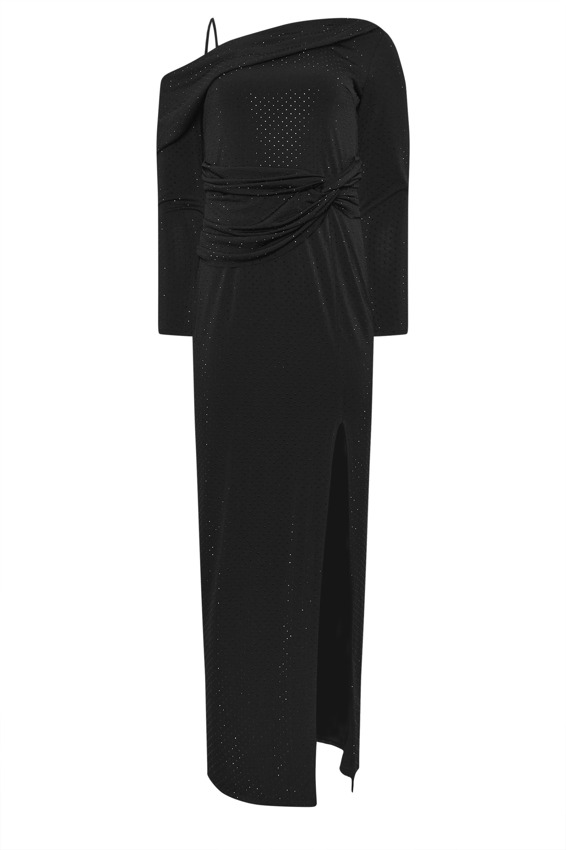STAR Black Diamante One Shoulder Maxi Dress | STAR x JM 7