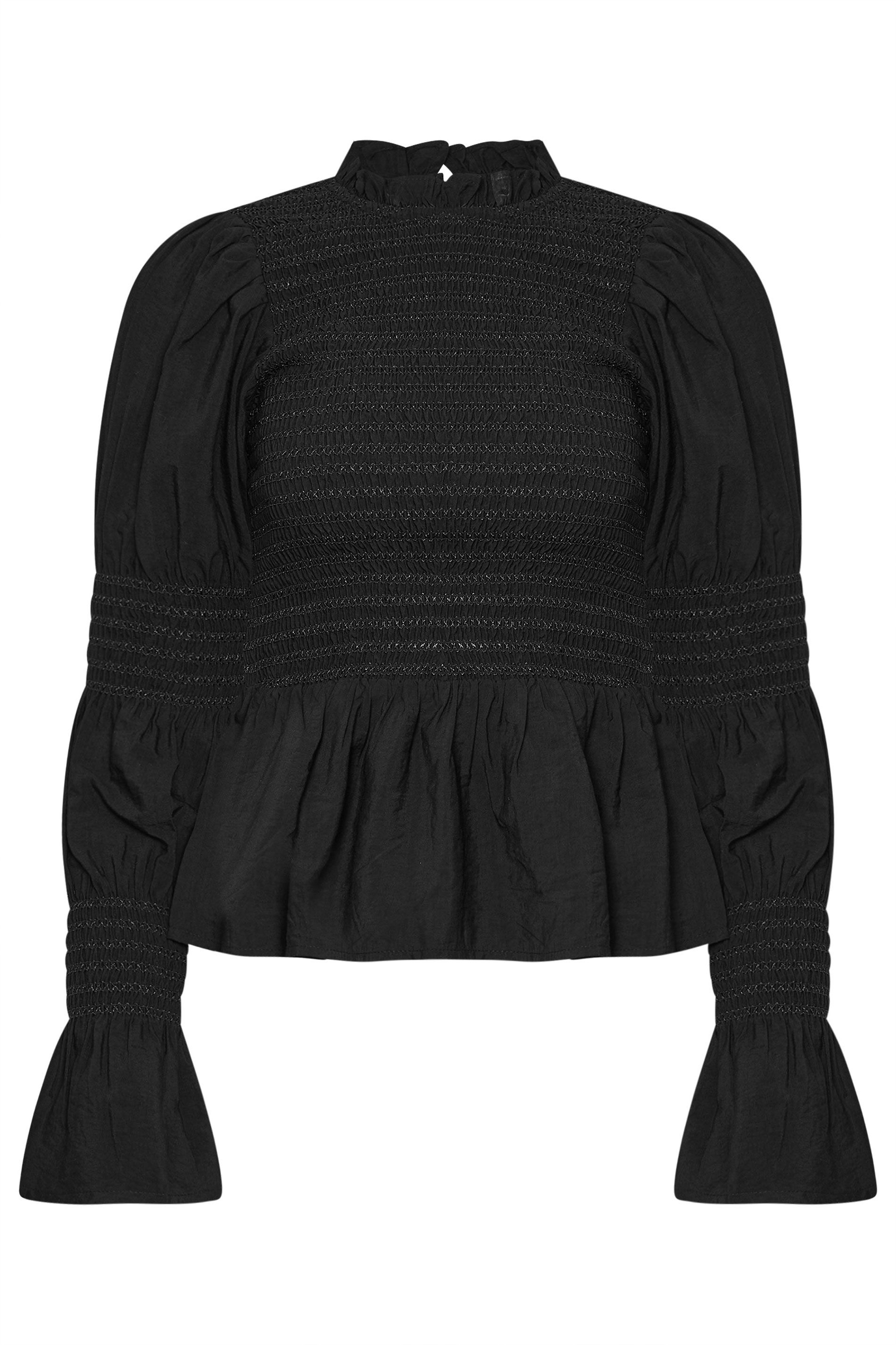 PixieGirl Petite Women's Black Shirred Peplum Smock Top | PixieGirl 5