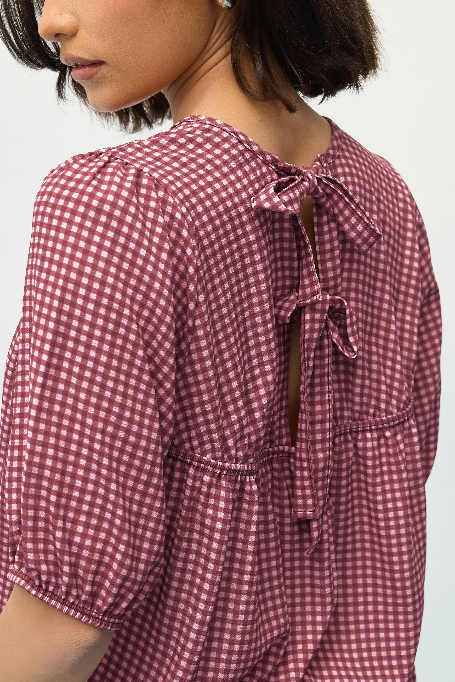 PixieGirl Petite Women's Red Gingham Tie Back Top | PixieGirl 5