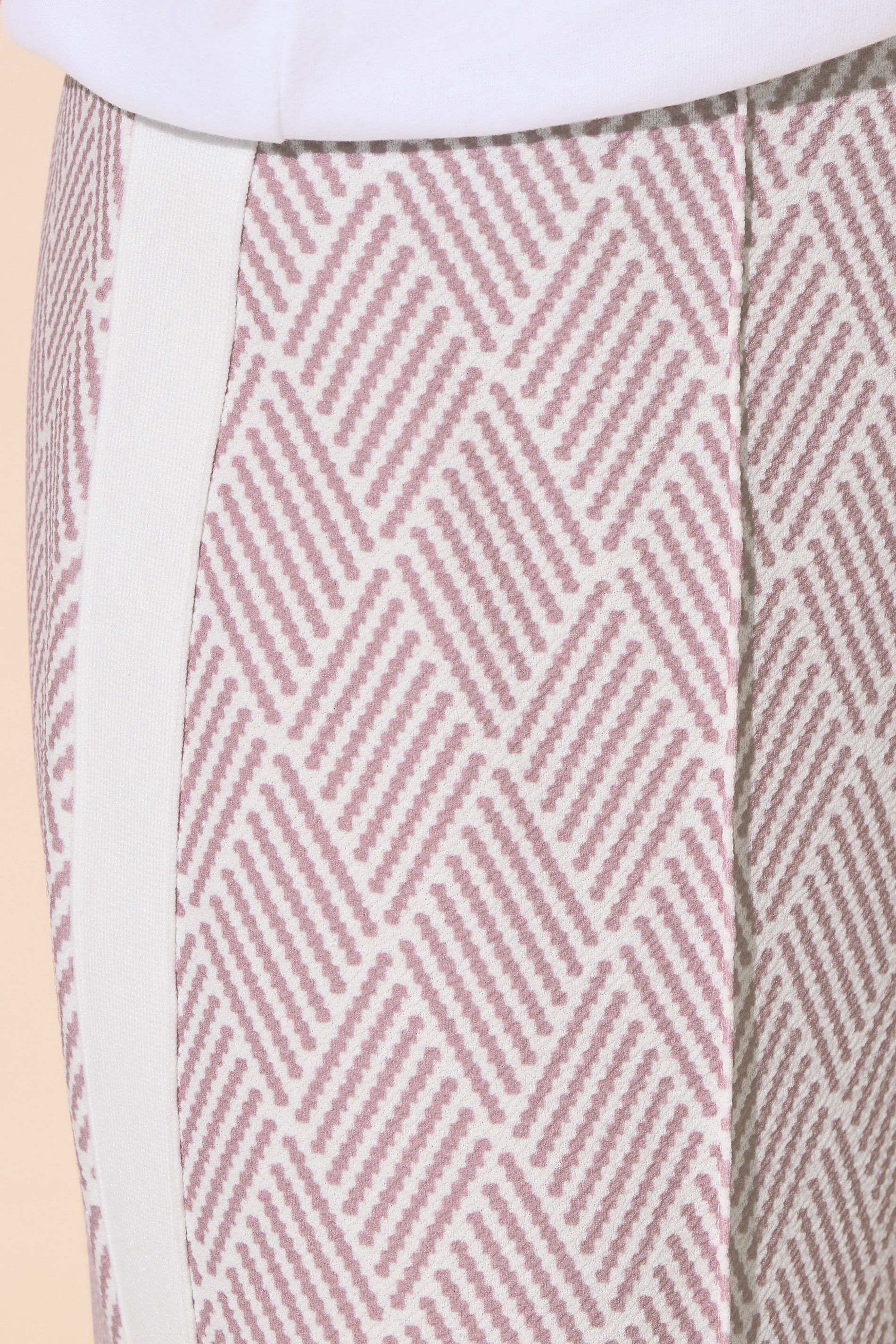 PixieGirl Petite Women's Pink Jacquard Side Stripe Wide Leg Trousers | PixieGirl 5