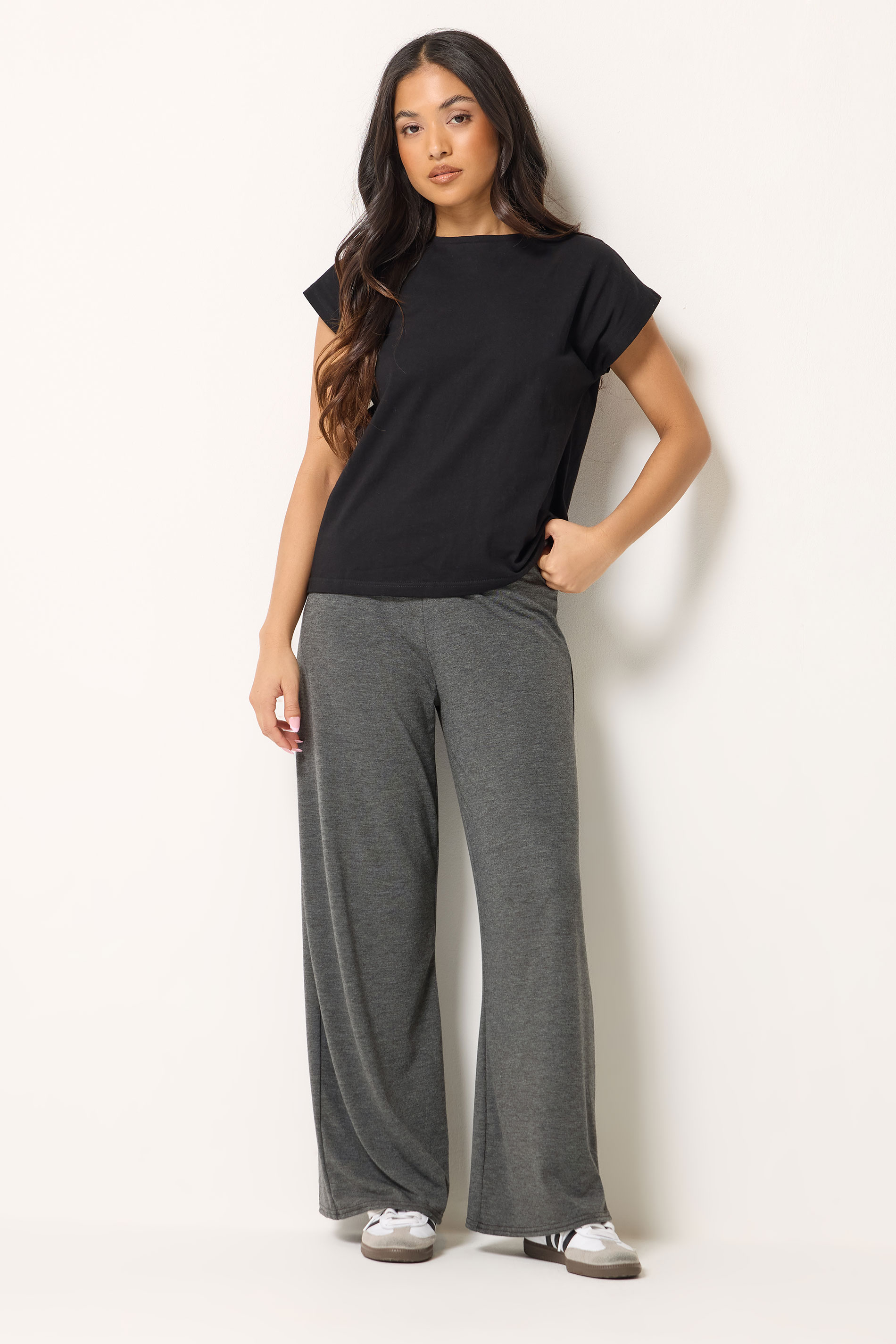 PixieGirl Petite Grey Wide Leg Trousers | PixieGirl  3