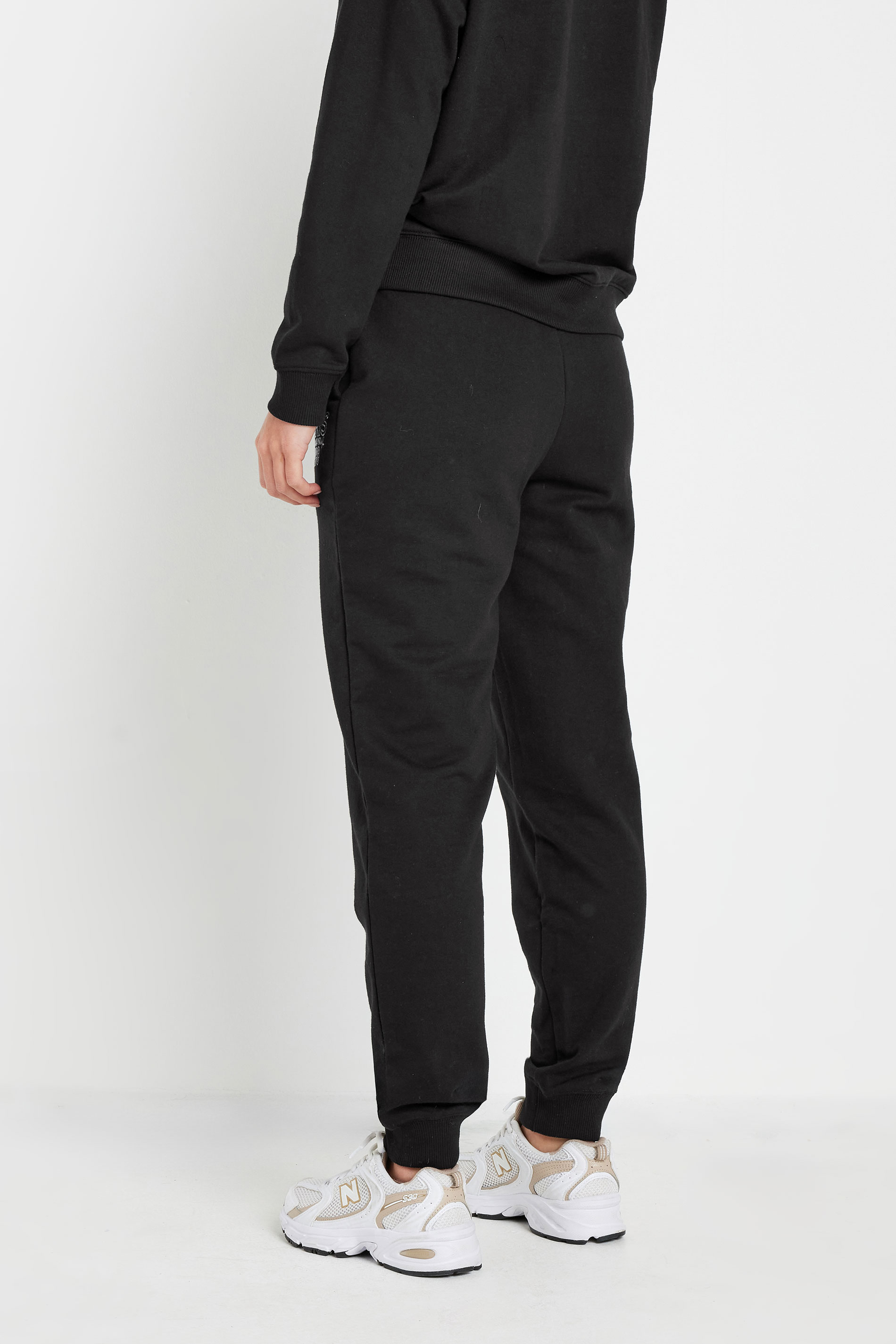 PixieGirl Petite Women's Black Jersey 'Paris' Slogan Cuffed Joggers | PixieGirl 4