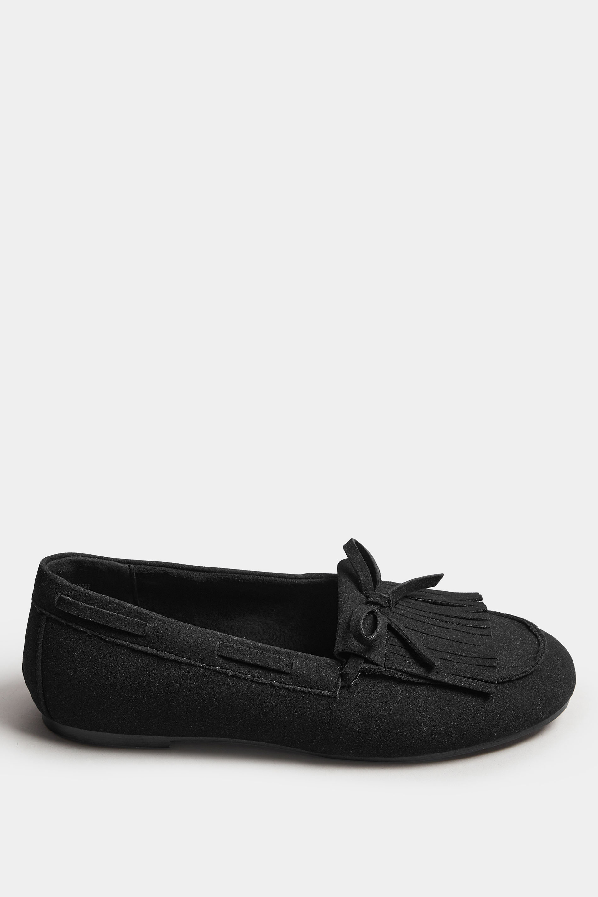 Black Faux Suede Tassel Fringe Loafers In Extra Wide EEE Fit | Yours Clothing 3