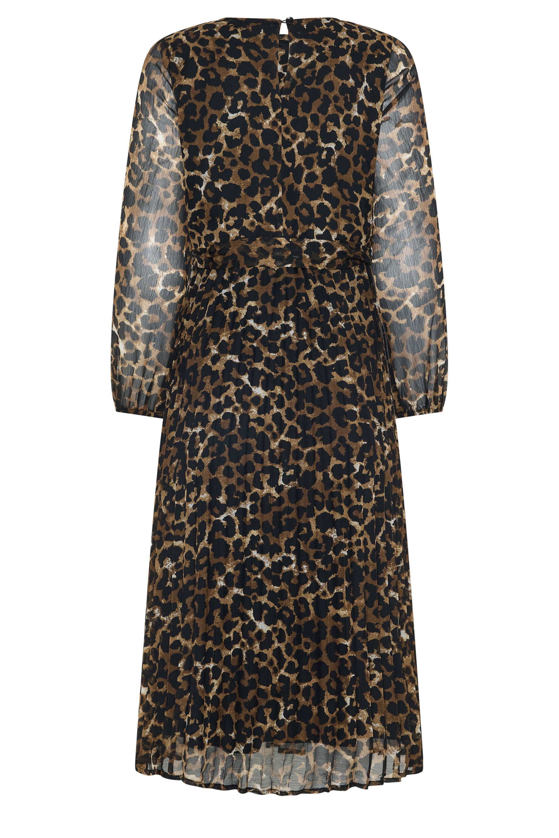 M&Co Petite Brown Animal Print Pleated Chiffon Dress | M&Co 2