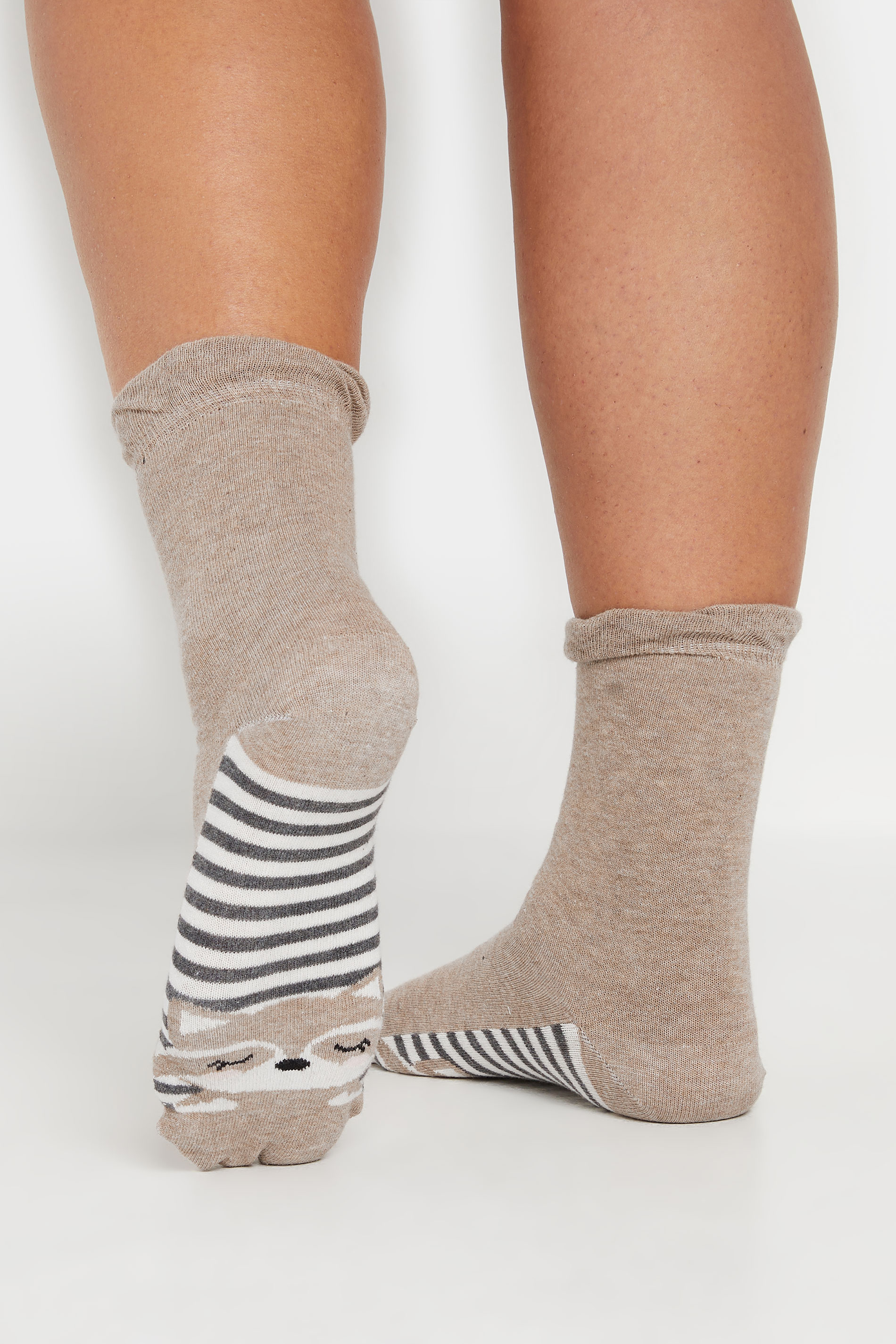 4 PACK Grey & Black Animal Print Ankle Socks | Yours Clothing 2