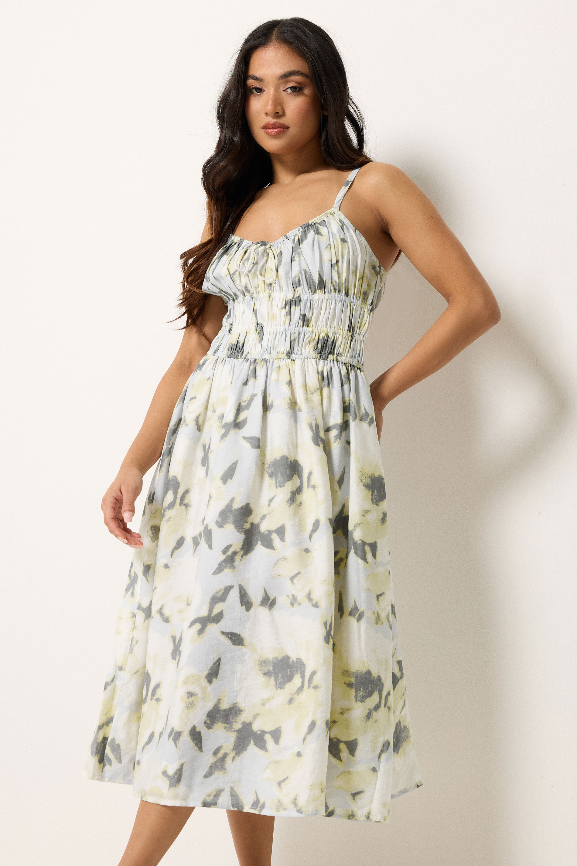 Pixiegirl Women's Grey Petite Abstract Print Midi Dress Size 14
