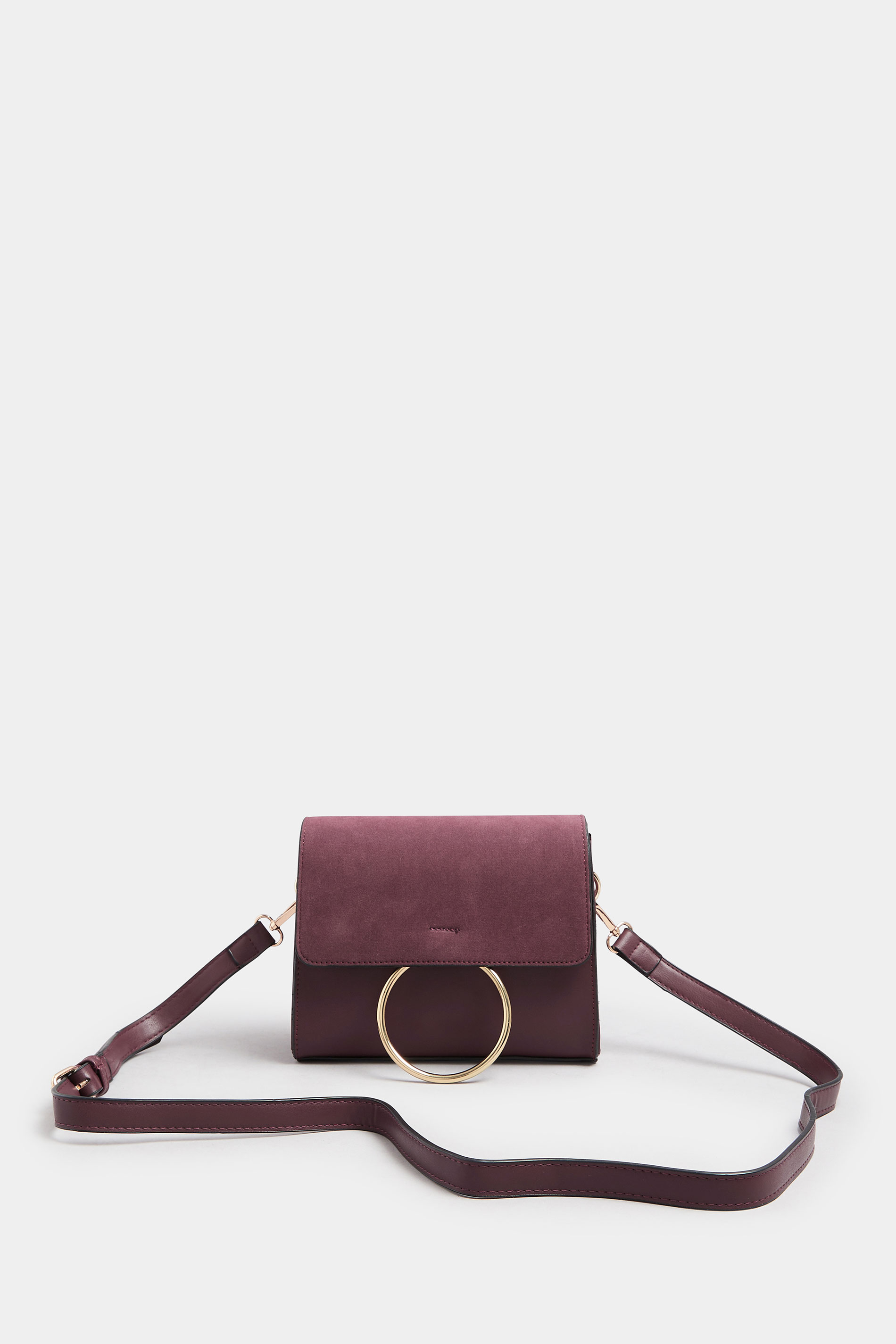 Burgundy Red Ring Detail Cross Body Bag | Yours Clothing 3