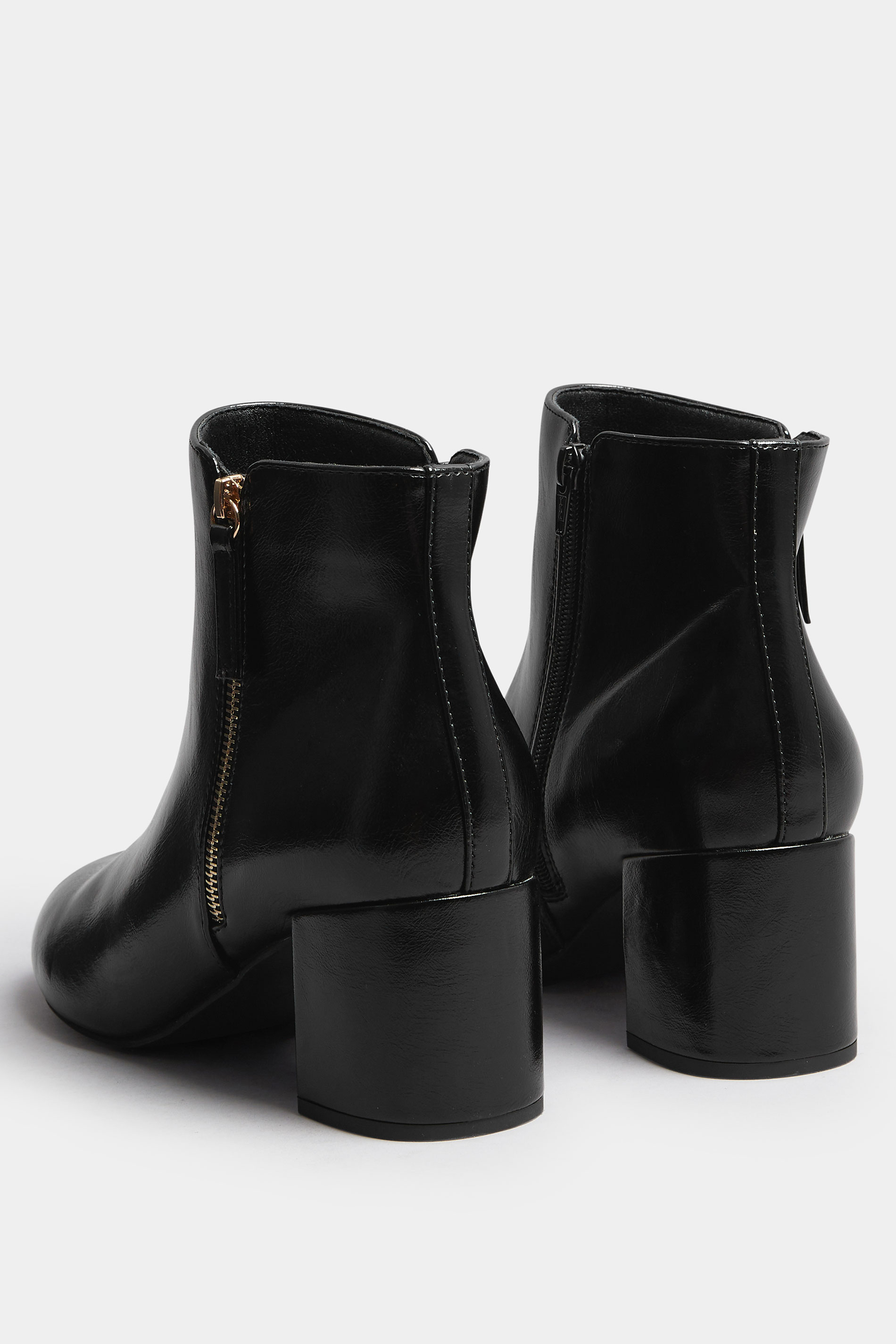 Black Faux Leather Block Heel Ankle Boots In Wide E Fit & Extra Wide EEE Fit | Yours Clothing 5