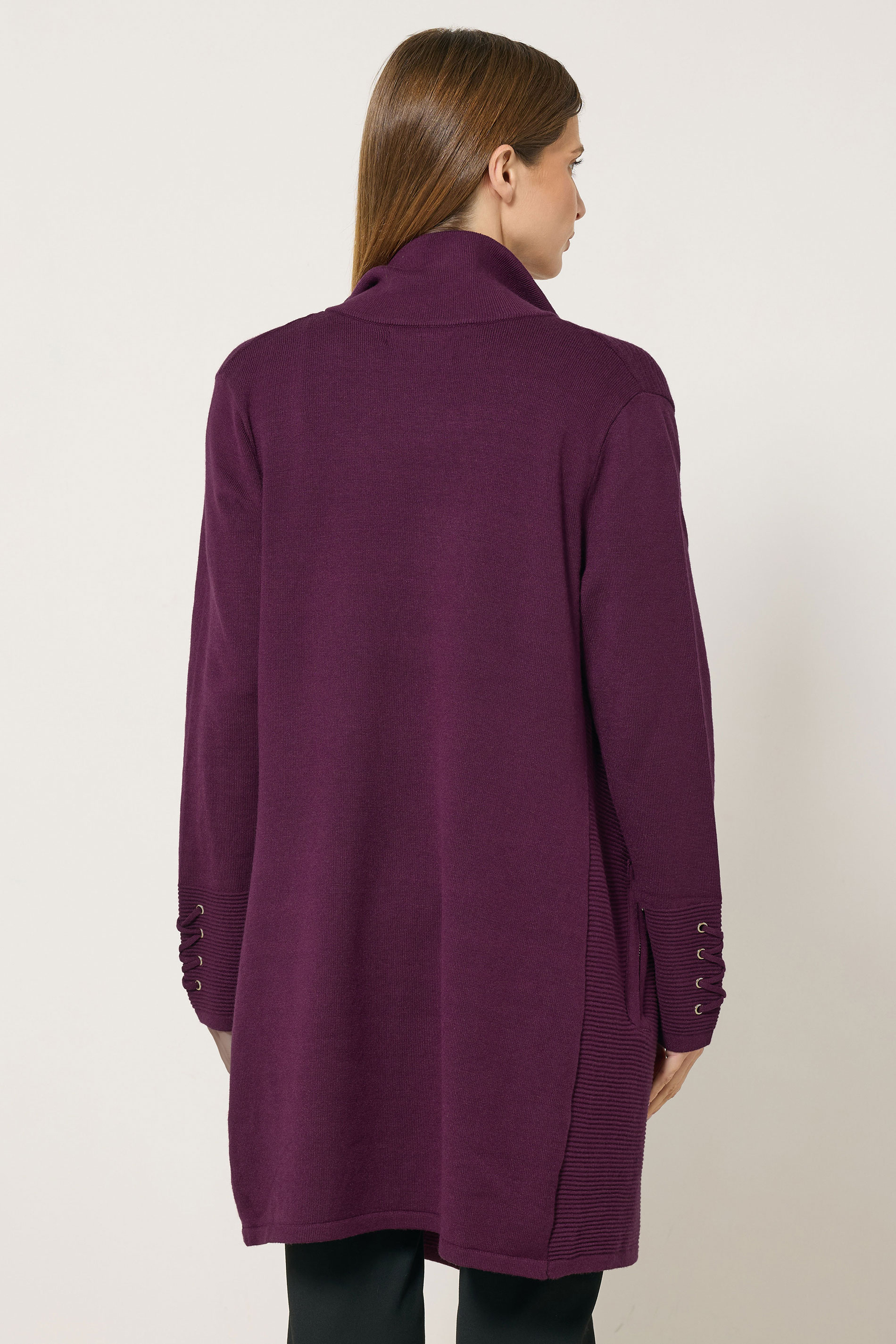 STAR Burgundy Red Zip Detail Cardigan | StayByJM 3