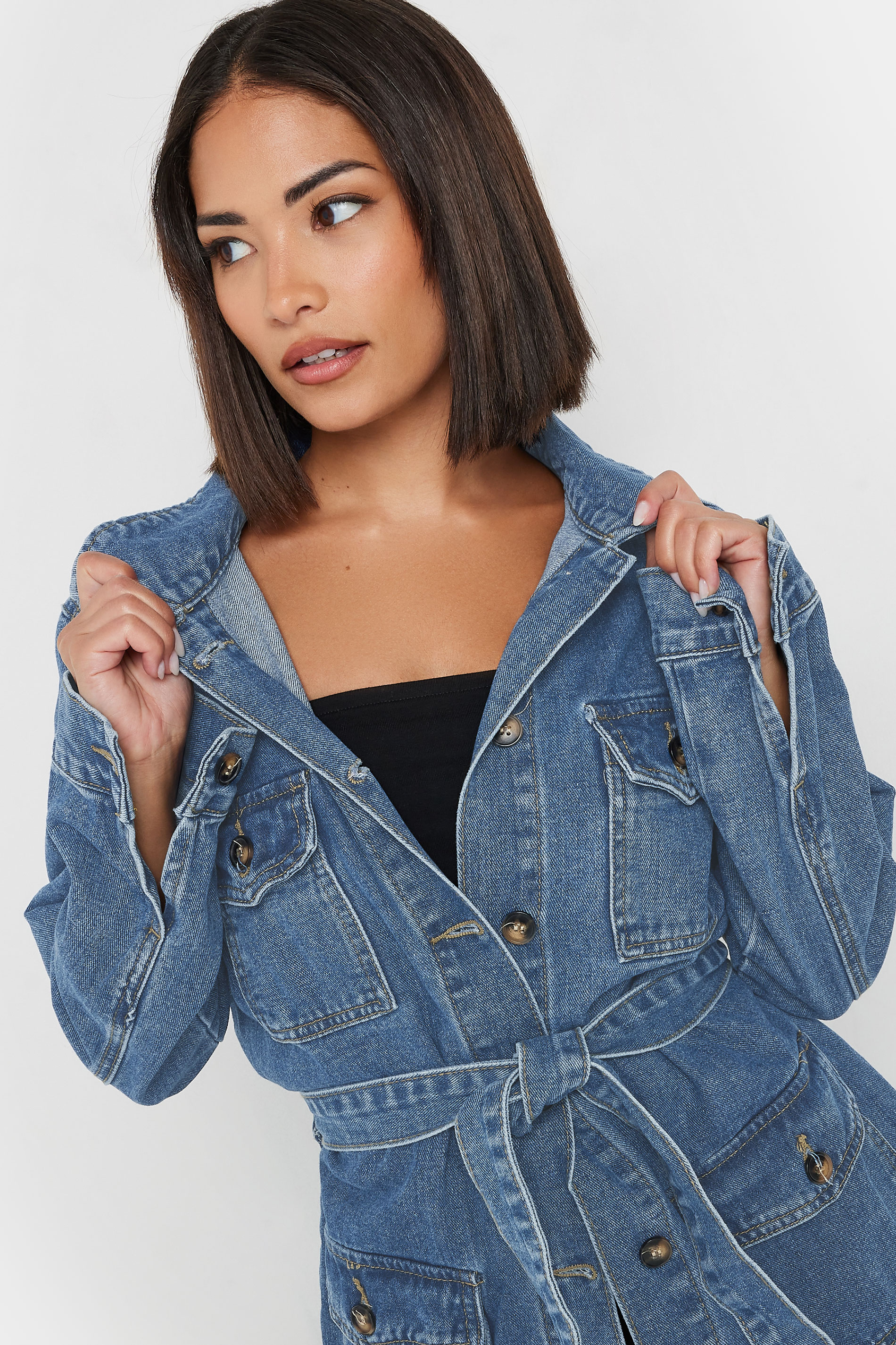 Petite Blue Belted Utility Jacket | PixieGirl 4