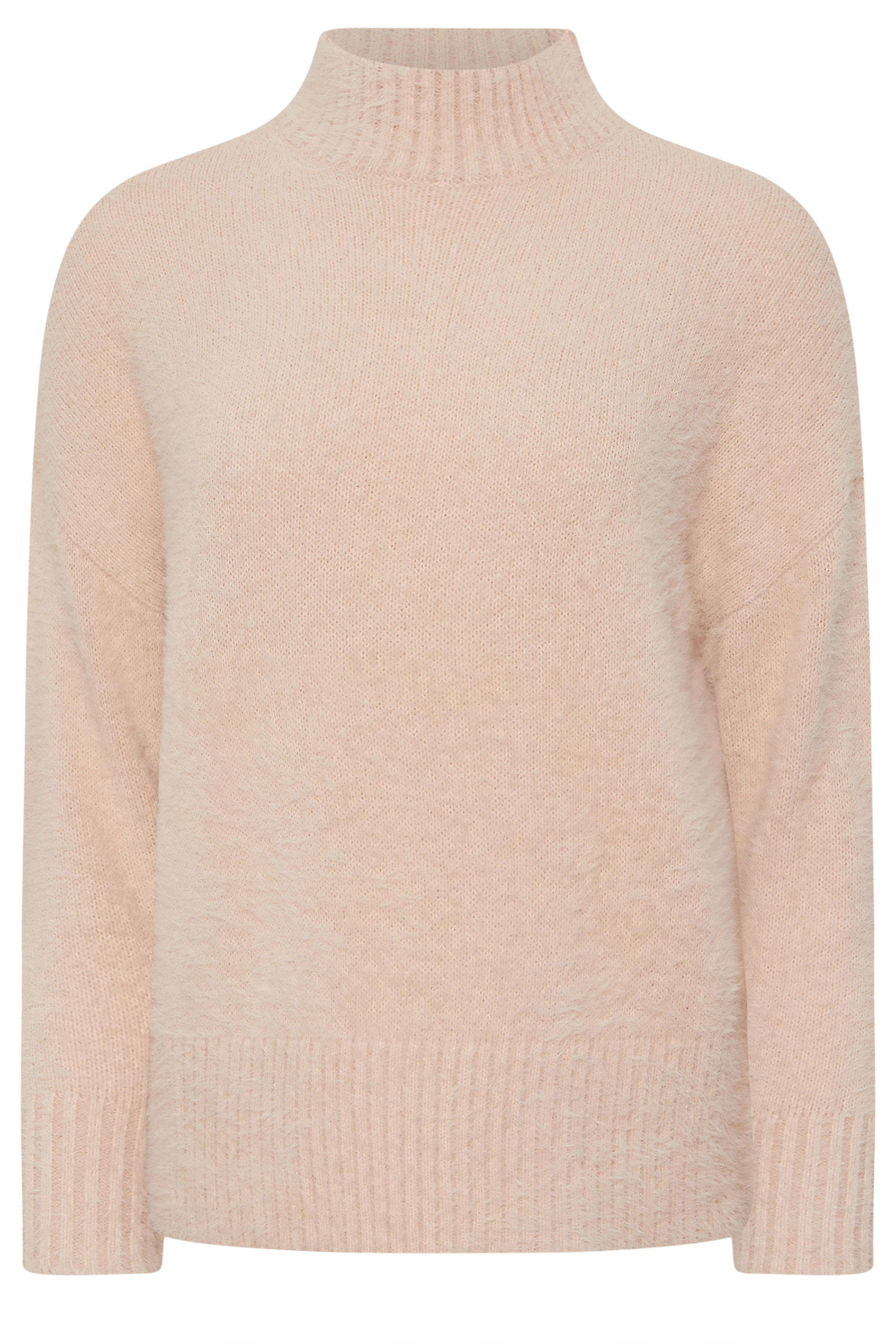 PixieGirl Petite Women's Pink Fluffy Knitted High Neck Jumper | PixieGirl 5