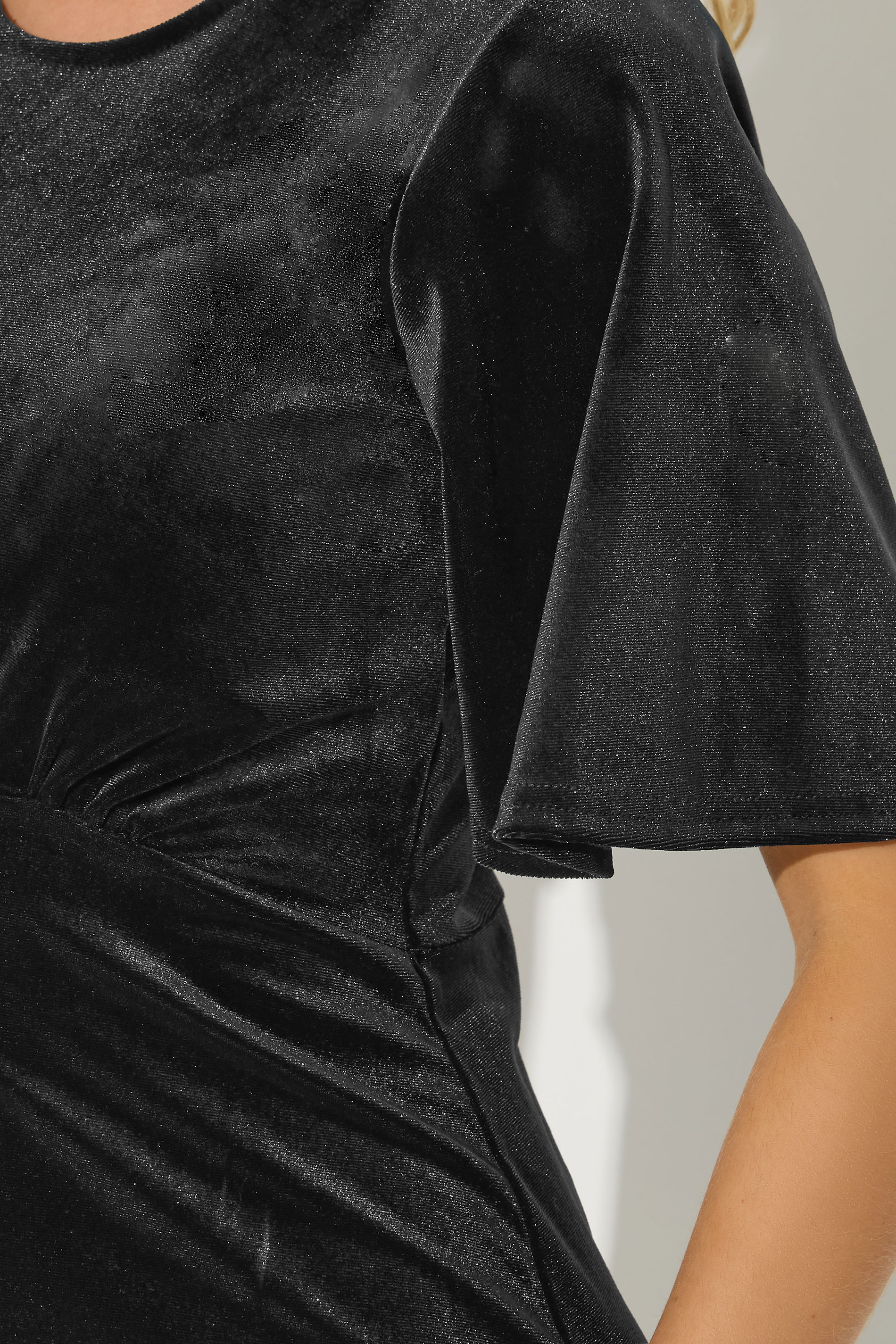 PixieGirl Petite Women's Black Velour Empire Midi Dress | PixieGirl 4