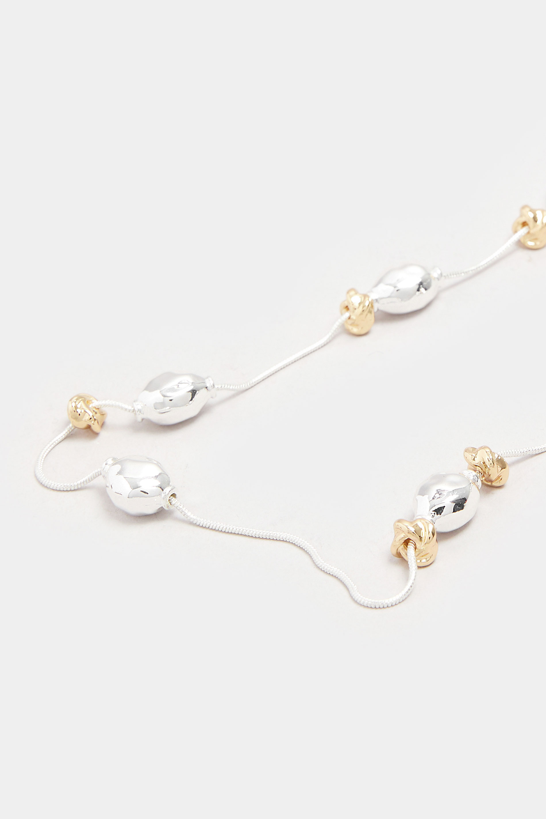 Silver Tone Multi Metals Beaded Necklace | Yours Clothing 3