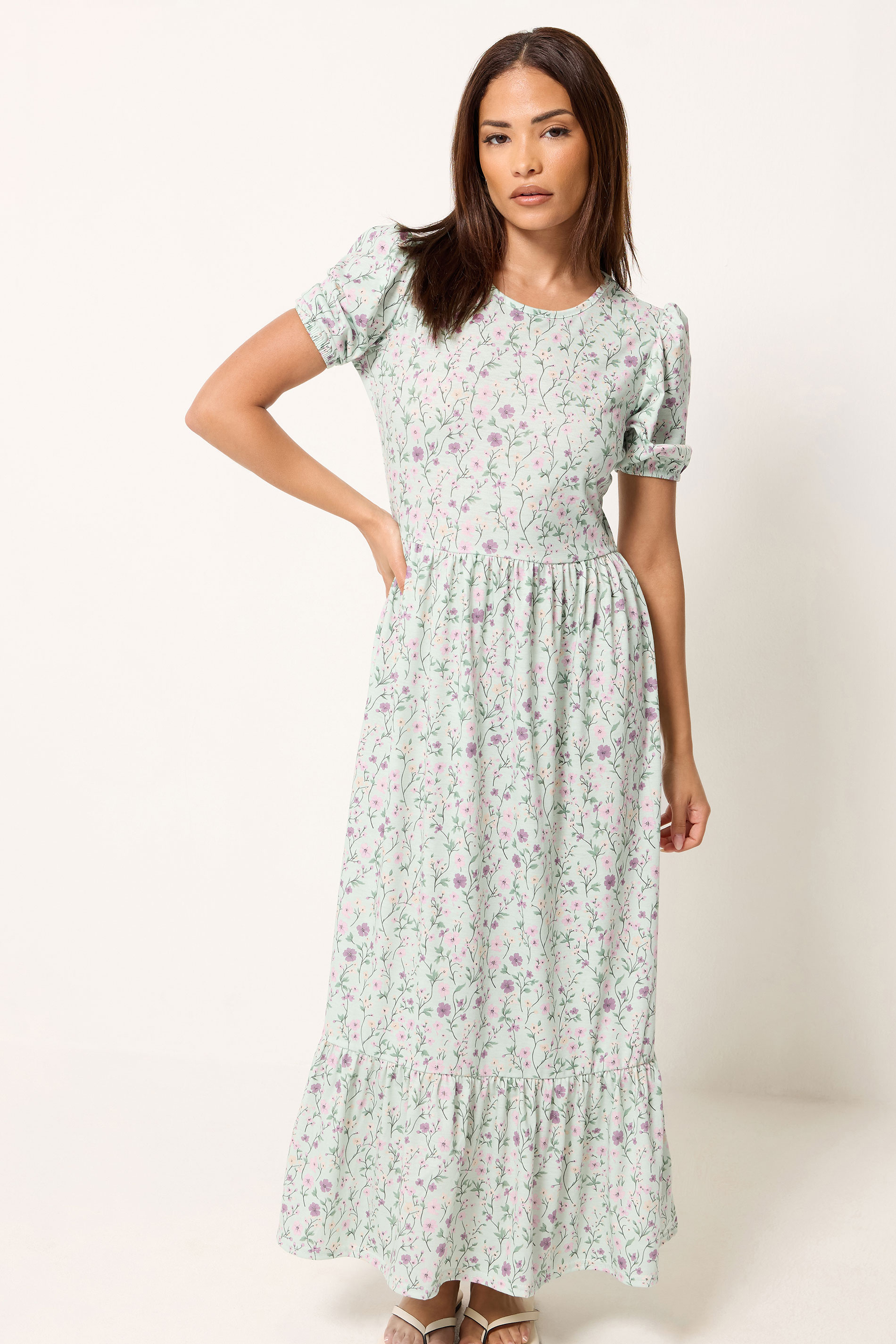 Pixiegirl Women's Green Pixiegirls Petite Sage Floral Maxi Dress Size 6
