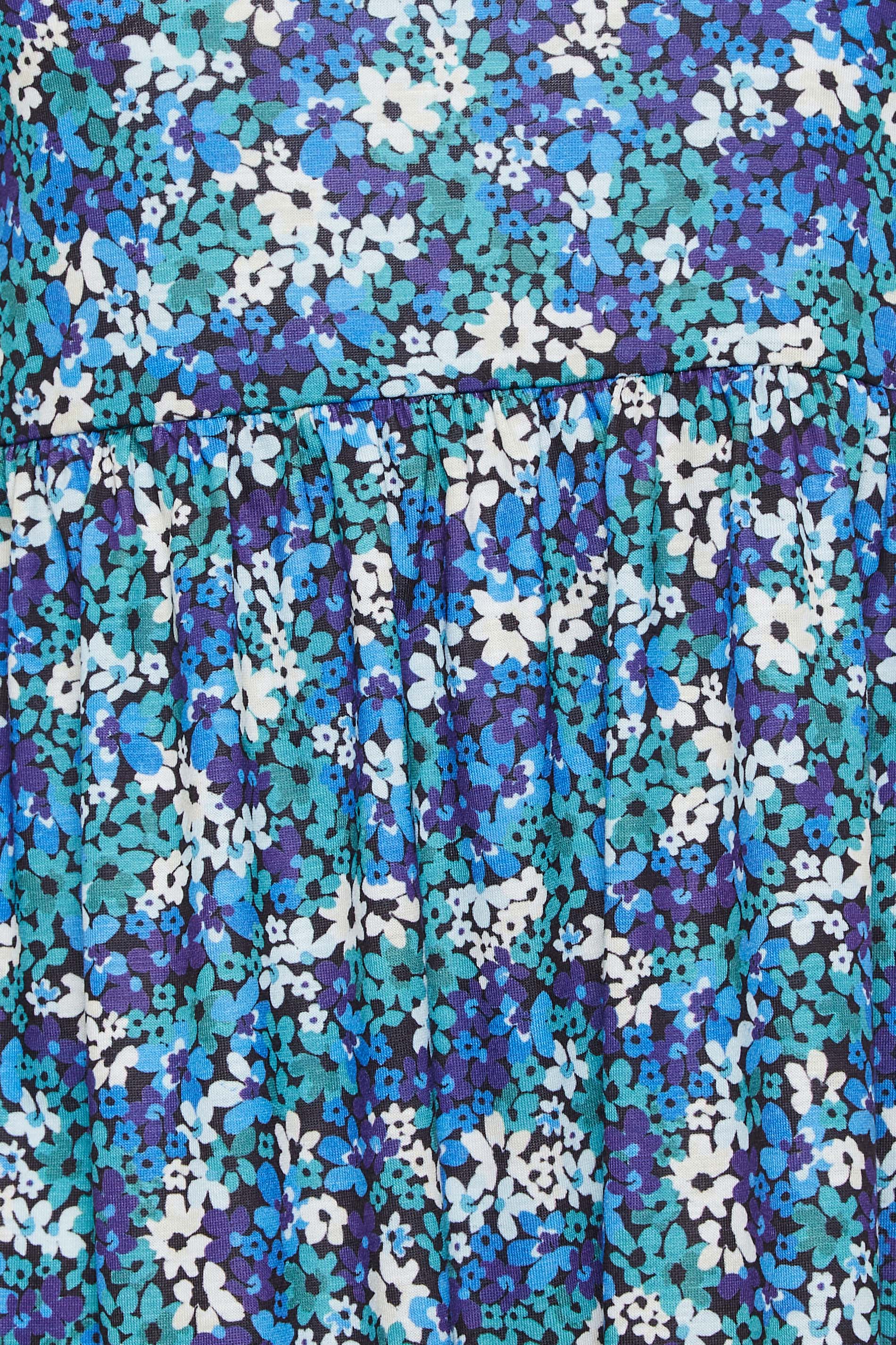 Petite Blue Ditsy Print Long Sleeve Smock Dress | PixieGirl 5