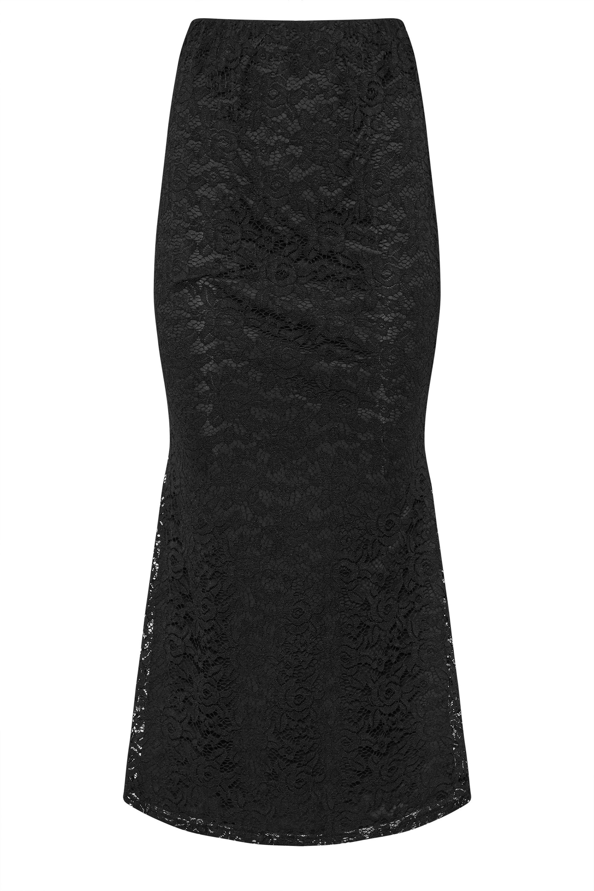 PixieGirl Petite Women's Black Lace Fishtail Maxi Skirt | PixieGirl 7