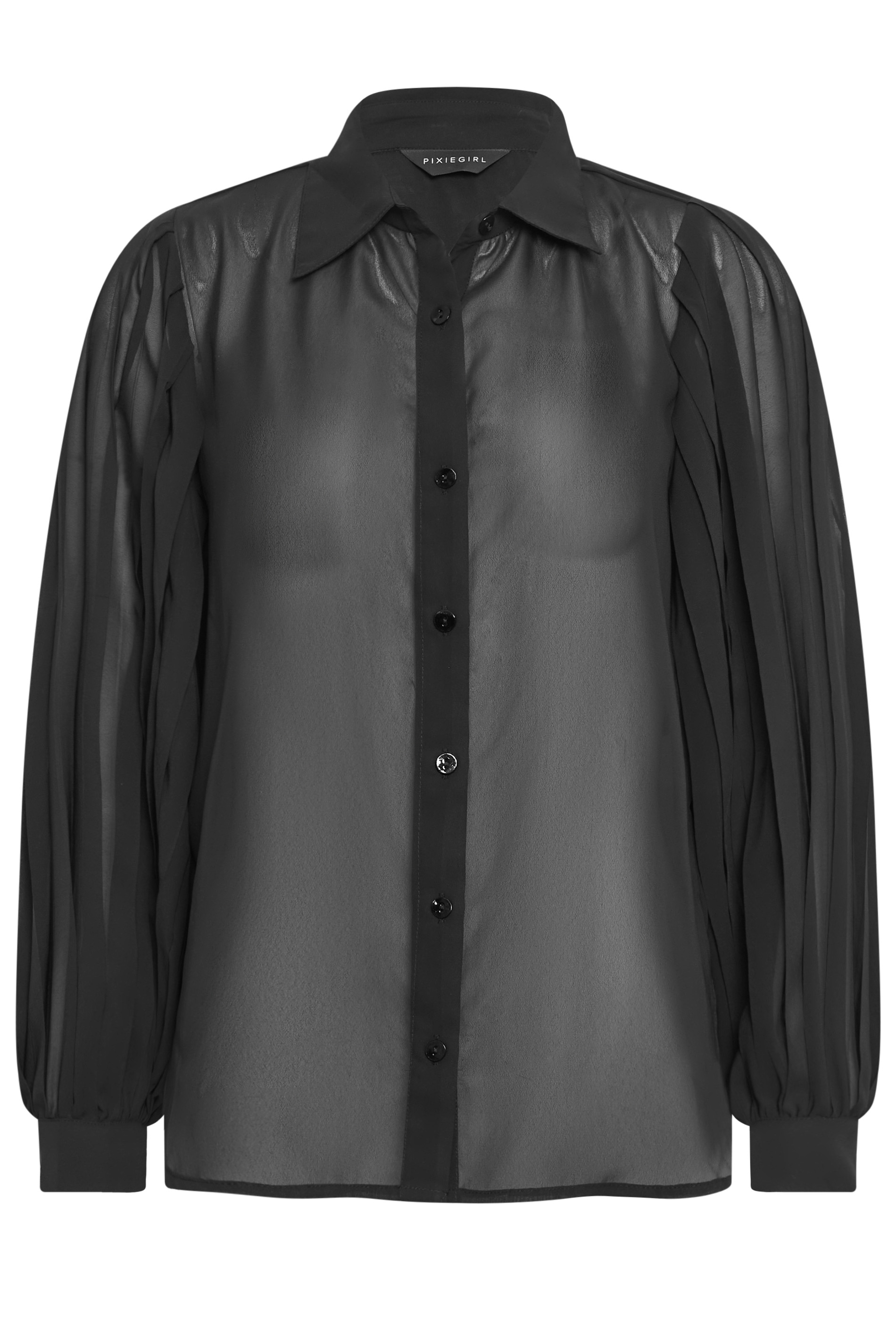 PixieGirl Black Pleat Sleeve Shirt | PixieGirl 5