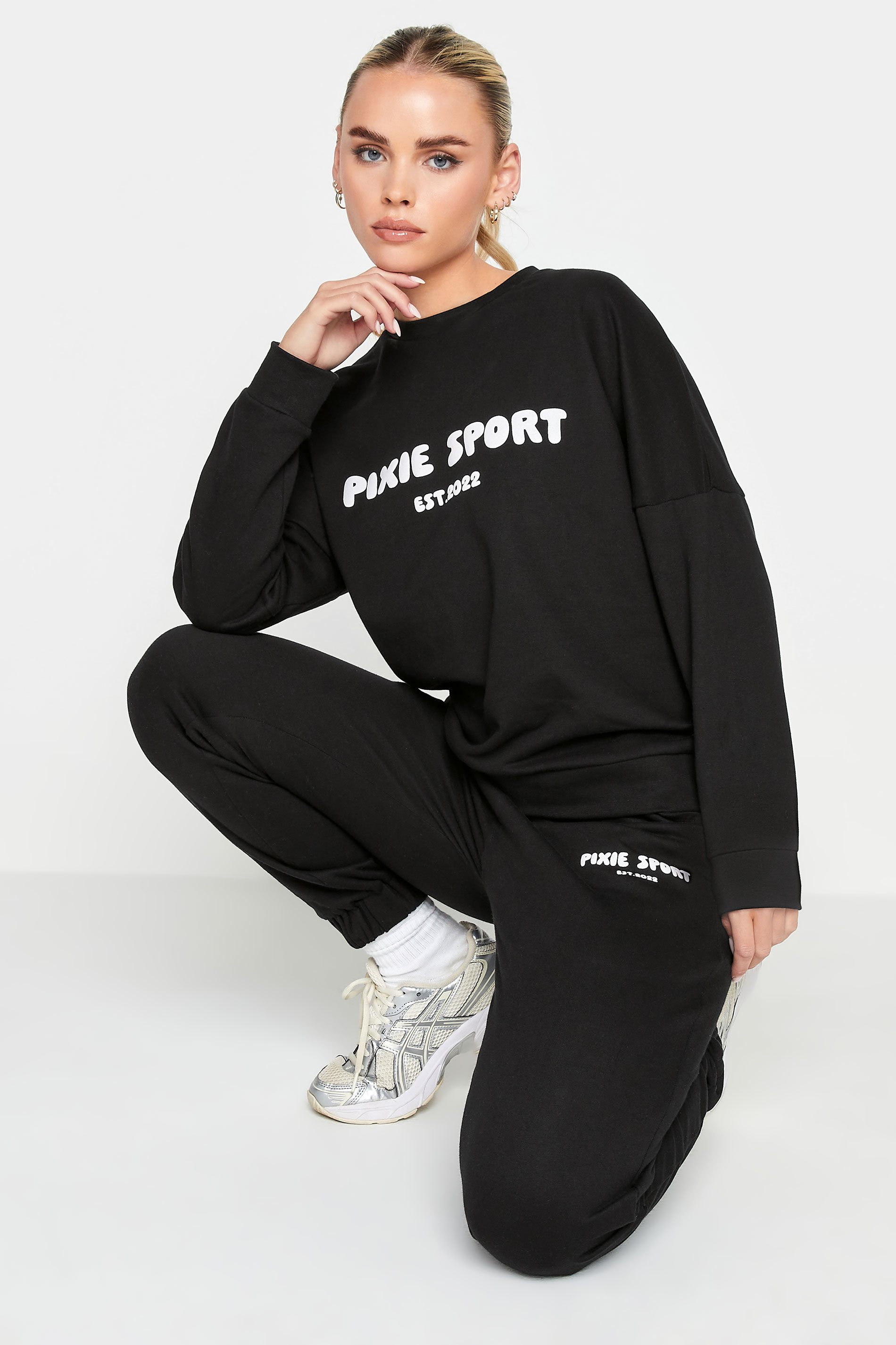 PixieGirl Petite Black 'Pixie Sport' Slogan Sweatshirt | PixieGirl  2
