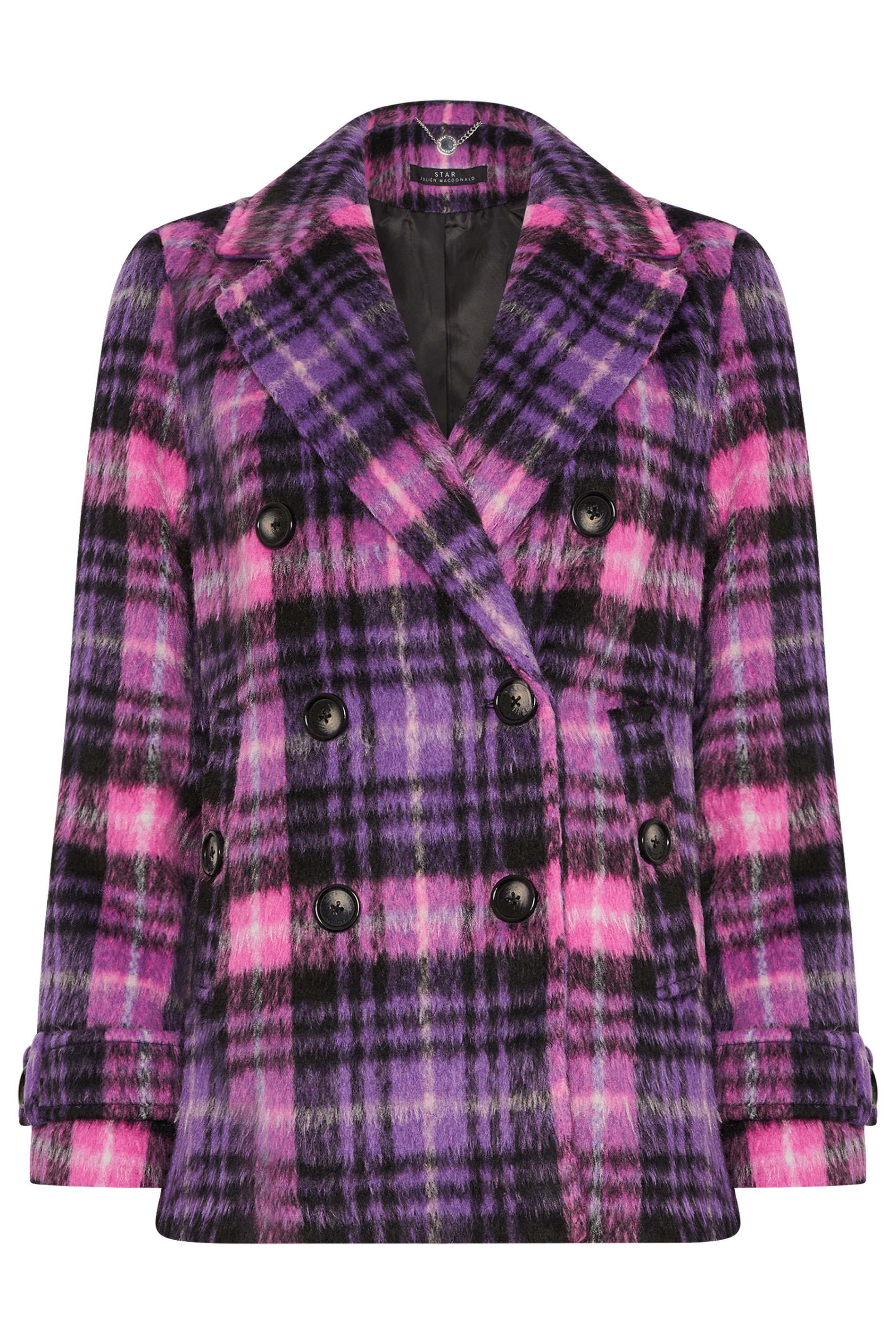 STAR Purple Checked Button Through Coat | StarByJM 6