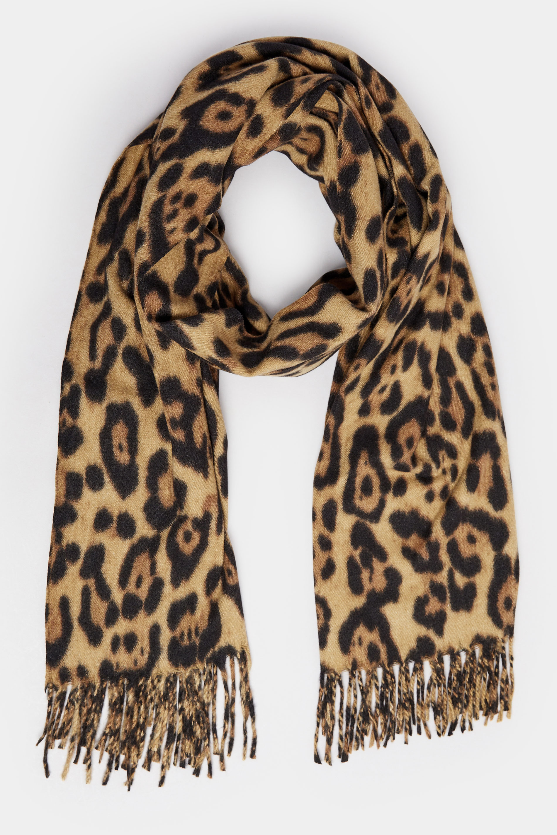 Beige Brown Leopard Print Scarf | Yours Clothing 2
