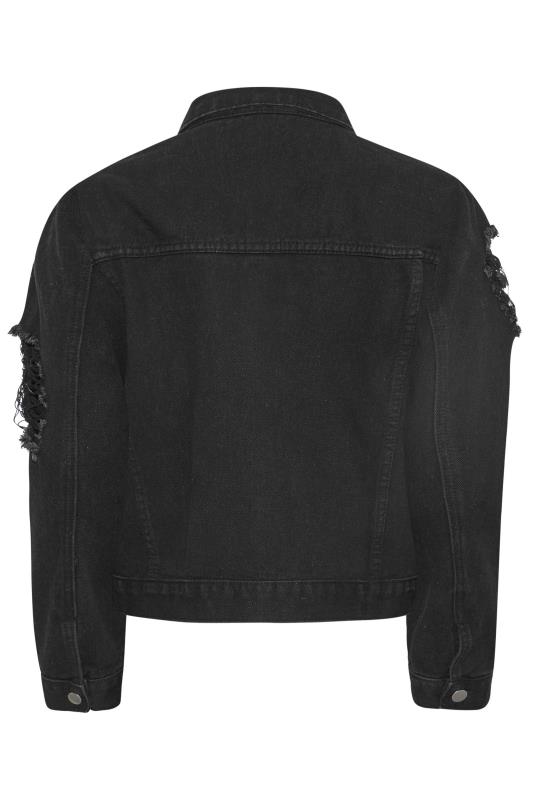 Petite Black Distressed Denim Jacket | PixieGirl  7
