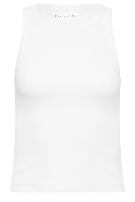 PixieGirl Petite Womens White Distressed Racer Neck Vest Top | PixieGirl 6