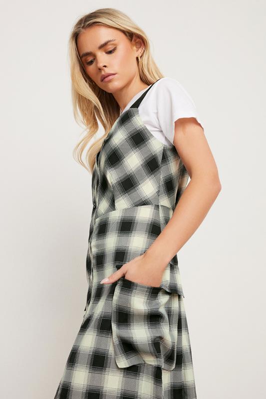 PixieGirl Petite Women's Black Check Print Strappy Midi Dress | PixieGirl 4