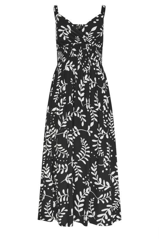 Petite Black Leaf Print Maxi Dress | PixieGirl 5