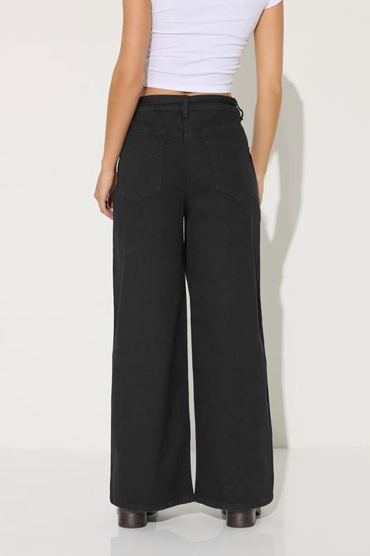 PixieGirl Petite Women's Black Belt Tie Wide Leg Jeans | PixieGirl  4
