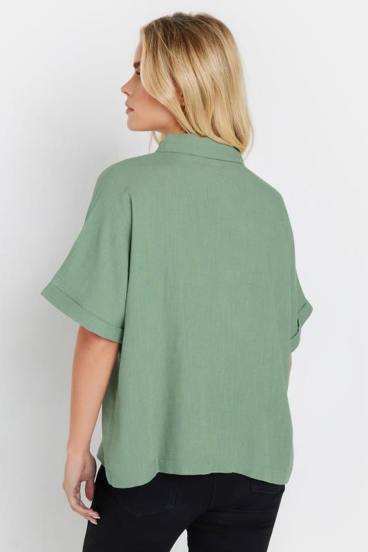 M&Co Petite Green Short Sleeve Linen Shirt | M&Co 1