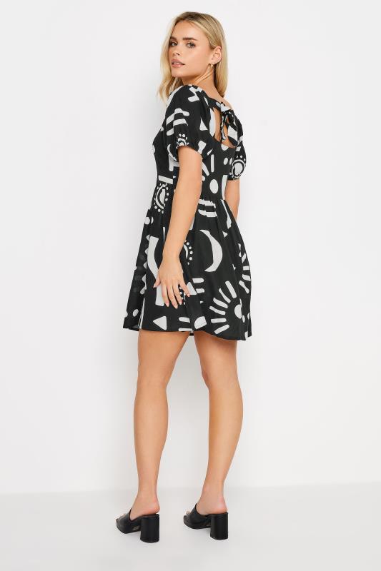 PixieGirl Petite Womens Black Abstract Print Linen Mini Dress | PixieGirl 4