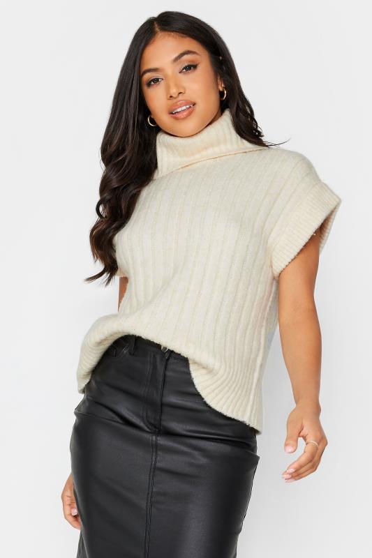 PixieGirl Ivory White Ribbed Roll Neck Knitted Top | PixieGirl 2
