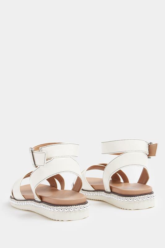 White Cross Over Strap Sandals In Wide E Fit | Yours Clothing 5