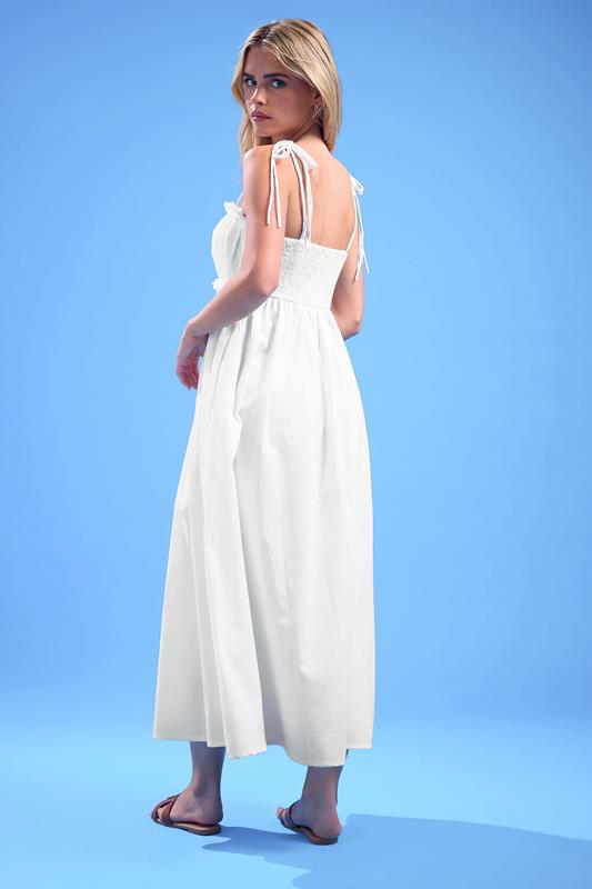 PixieGirl Petite Women's White Cotton Frill Bust Tie Dress | PixieGirl 2